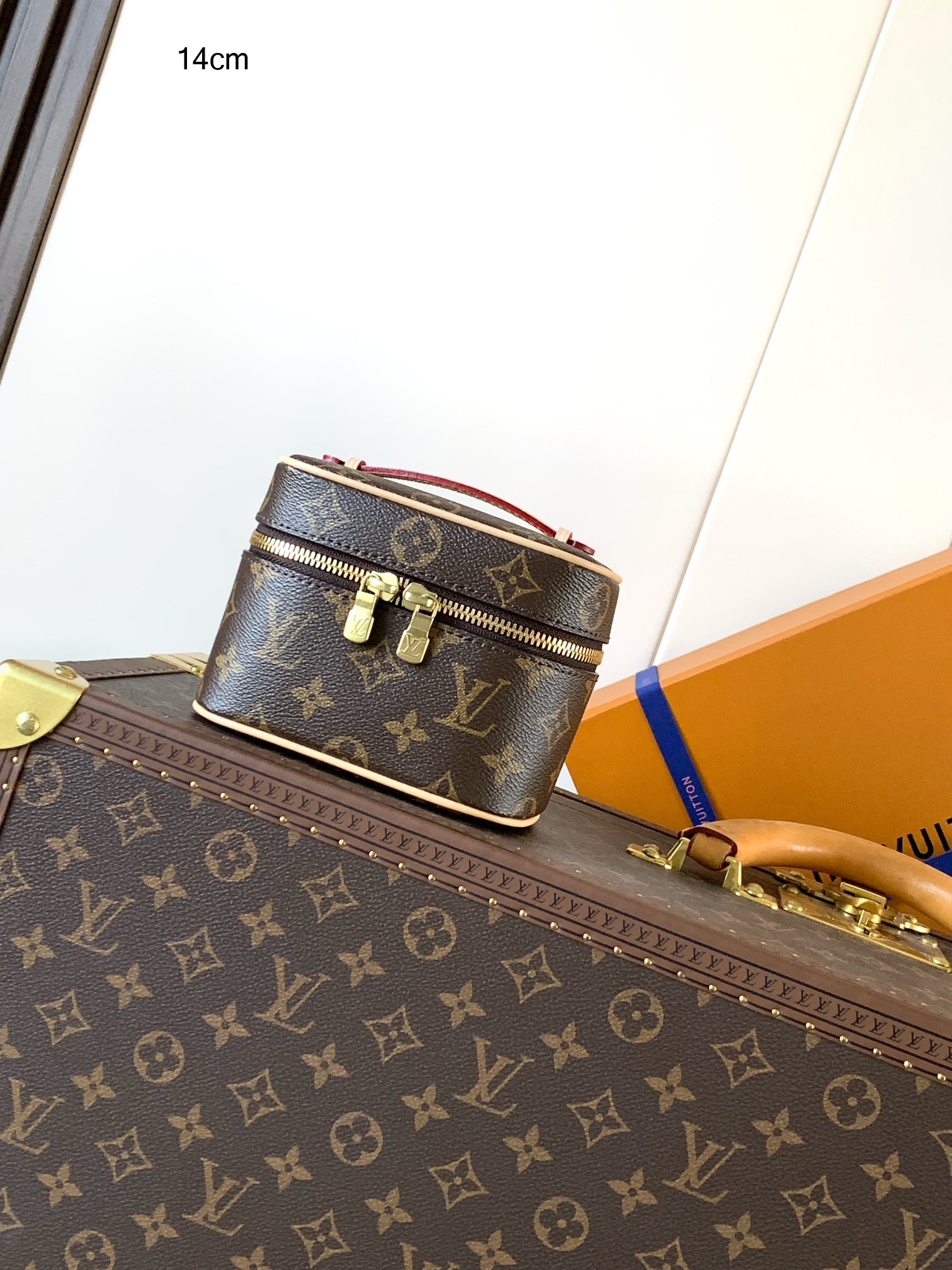 【10A】Louis Vuitton LV Nice Vanity Case Monogram Brown Coated Canvas Vachetta Leather Top Handle Bag - KAIROO
