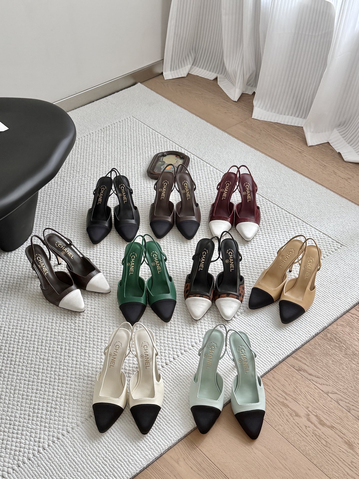 Chanel 2026 Two-Tone Goatskin Grosgrain Slingback Heels - KAIROO