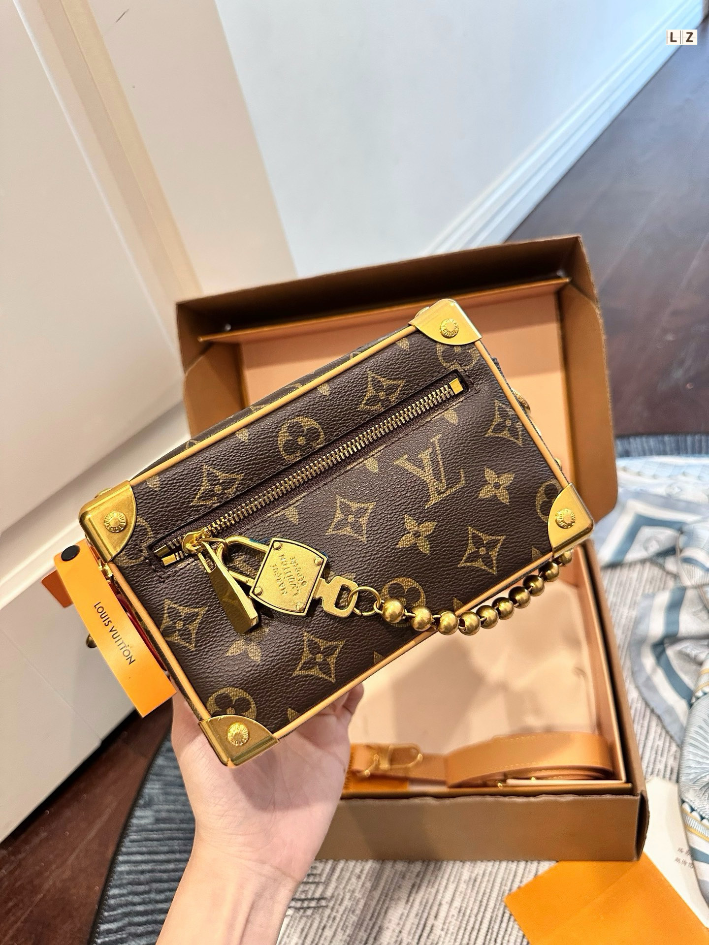 Louis Vuitton LV Mini Soft Trunk Monogram Canvas Gold Metal Round Bead Chain Shoulder Bag - KAIROO
