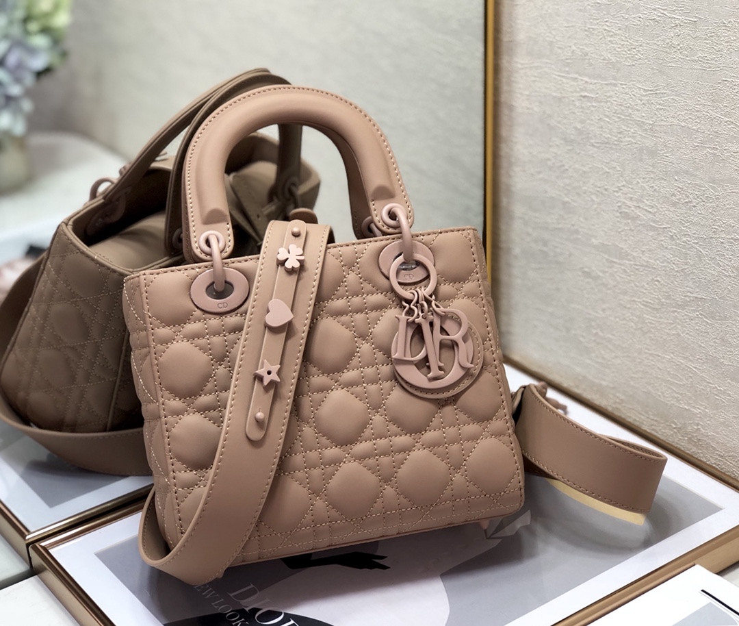 Small Lady Dior My ABC  Bag in Nude Pink Ultramatte Cannage Calfskin