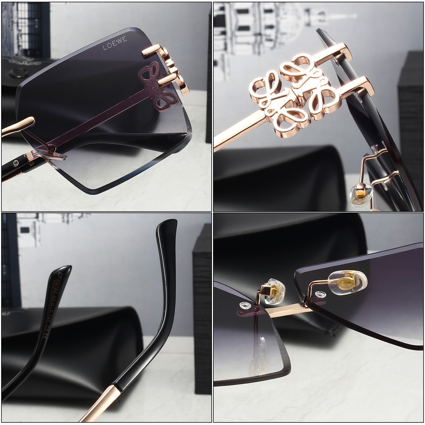 Loewe Gradient Rimless Square Classic Cut Out Anagram Logo Sunglasses - KAIROO