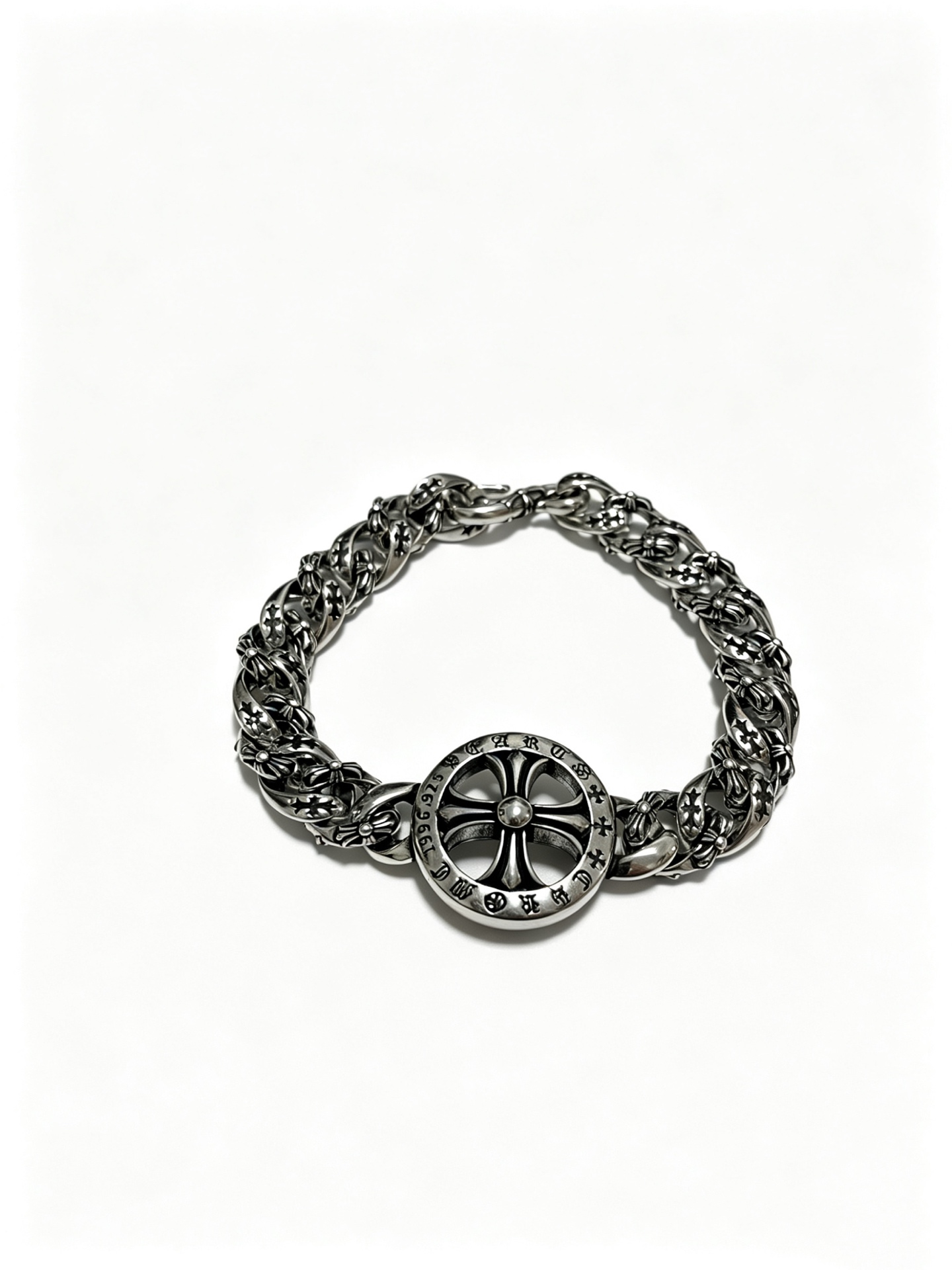 Chrome Hearts Oxidized Silver Unisex Bracelet