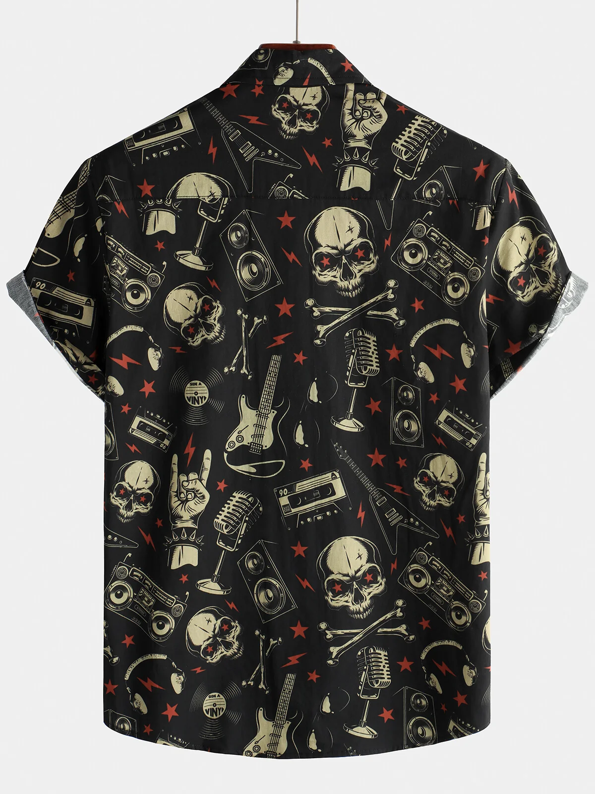 Men's Skull Music Punk Rock and Roll Hawaiian Shirt