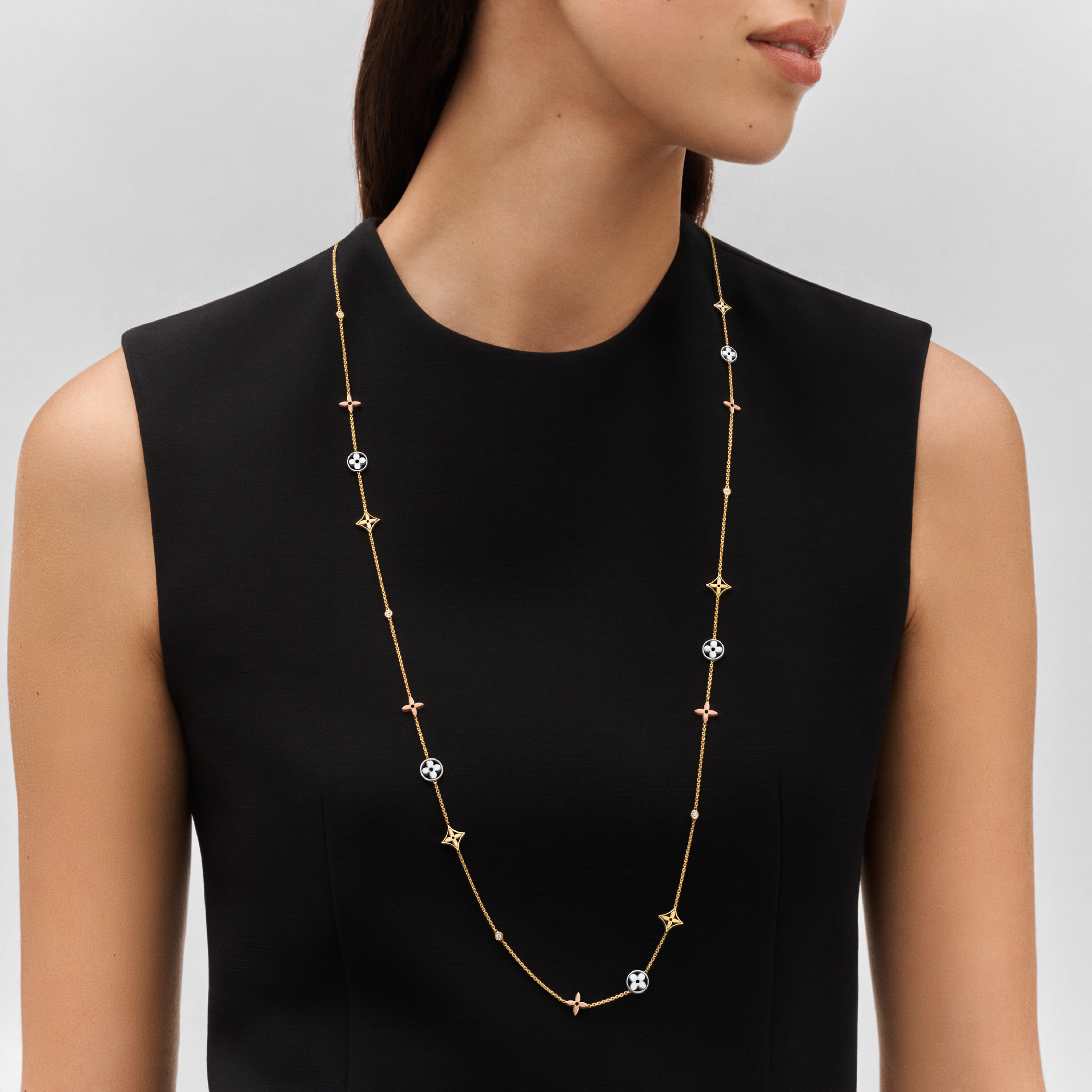ロングネックレス モノグラム･イディール(18K スリーゴールド×ダイヤモンド)