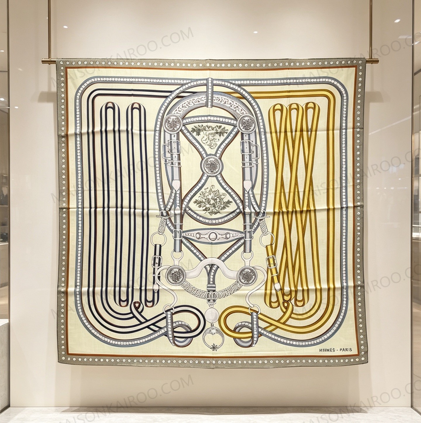 Hermes Equestrian Bridle 140 Silk‑Cashmere Shawl Scarf - KAIROO
