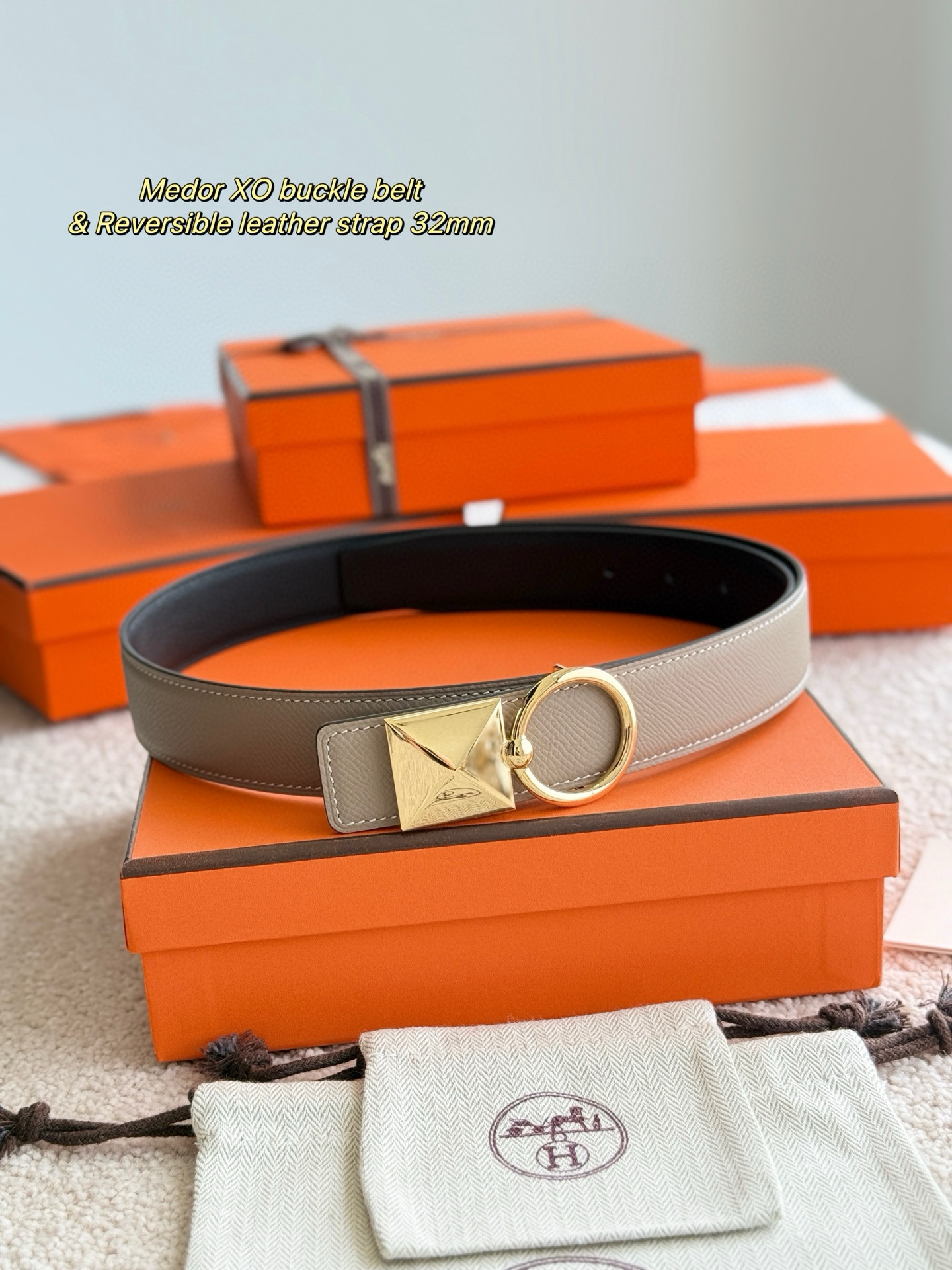 Hermes Medor XO Reversible Leather Belt 32mm