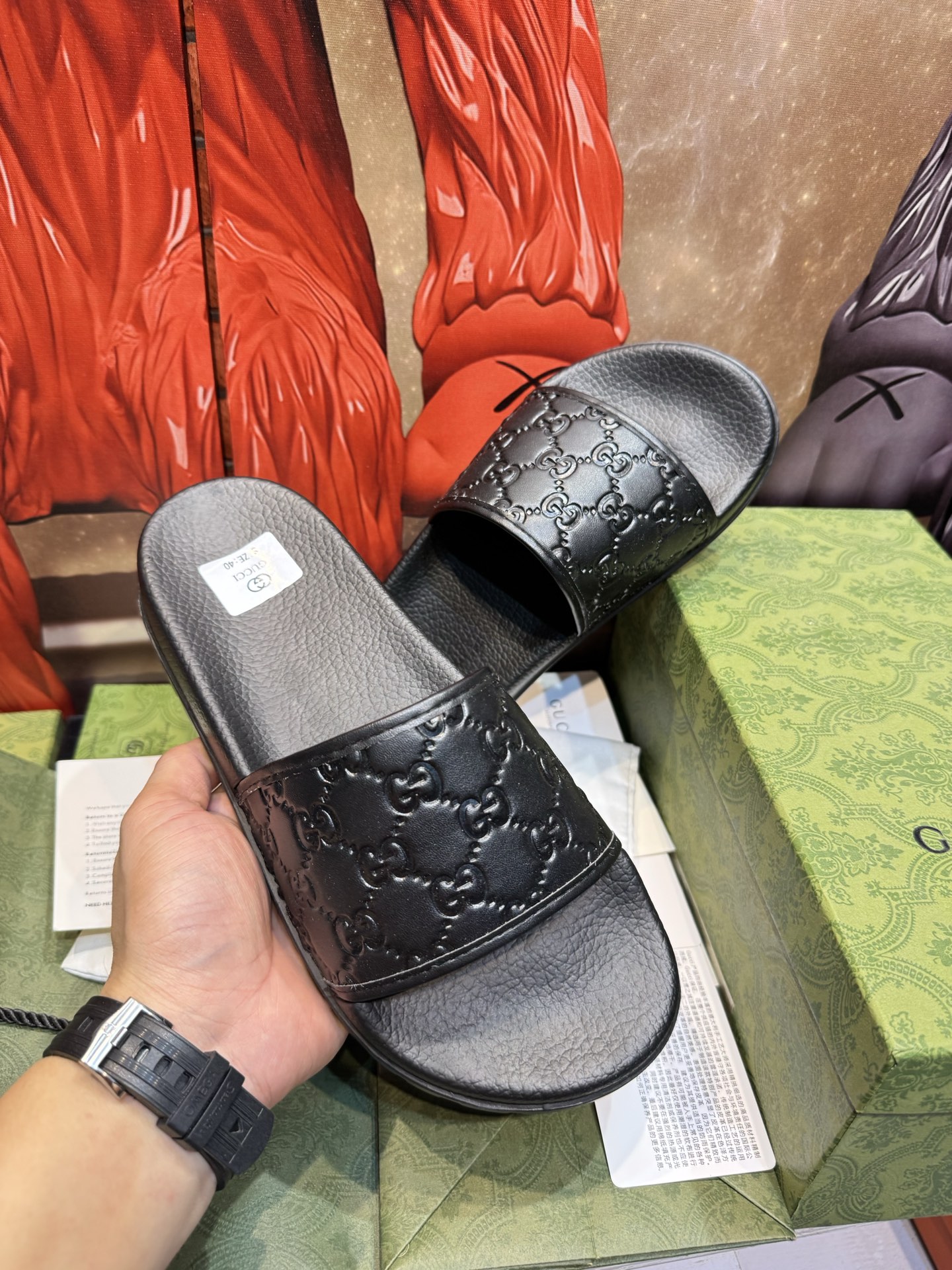 Gucci Men's GG Leather Slippers