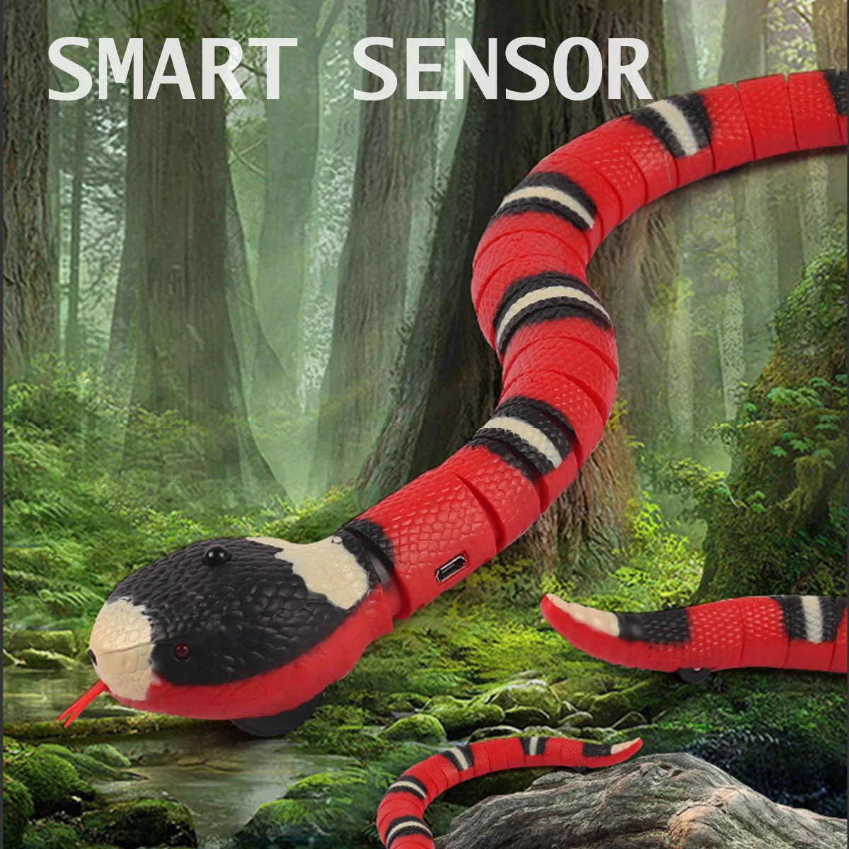 Cat Interactive Toy Smart Sensor Realistic 3D Cobra Snake Cat Toy Automatic Kitten Electronic Cats New Year Gift