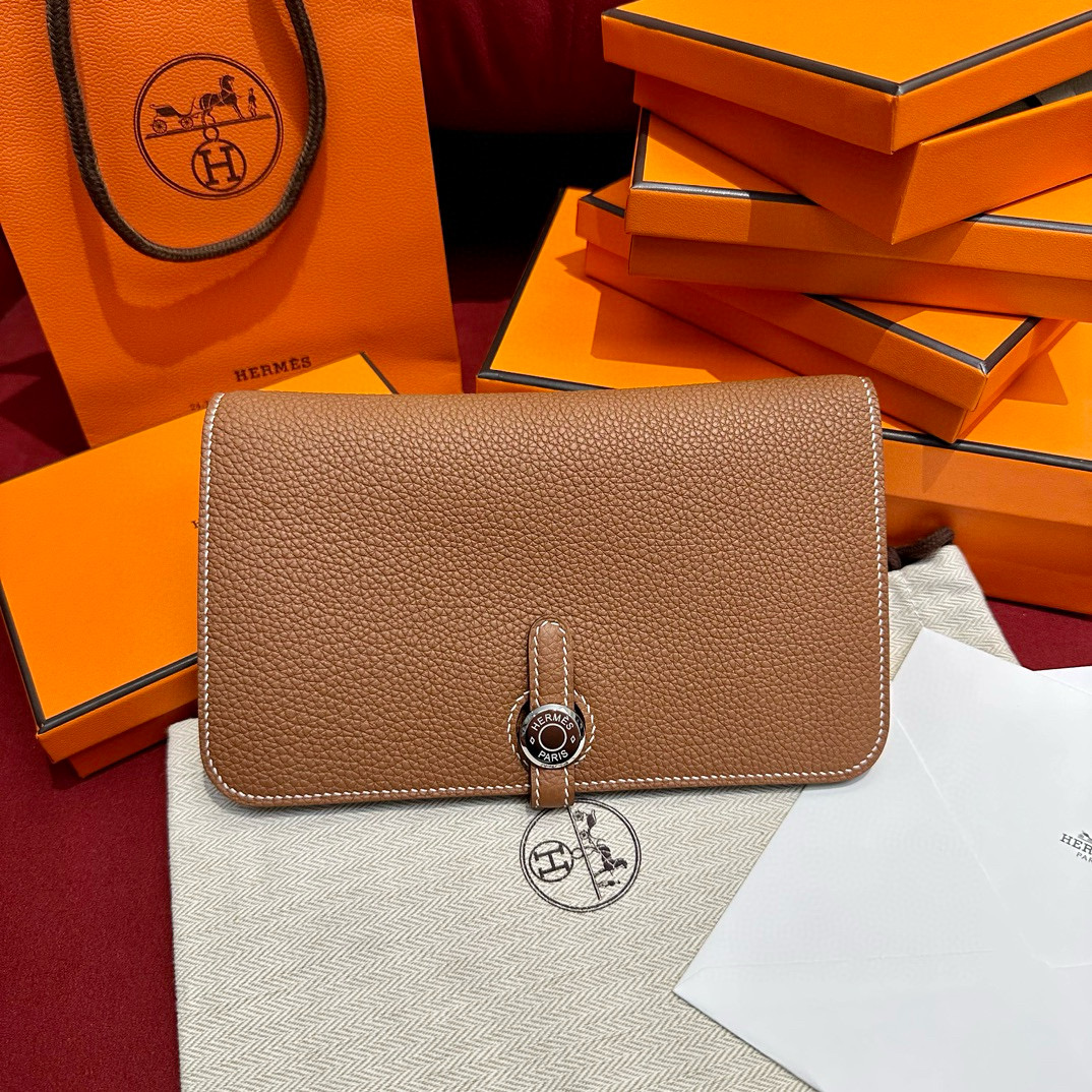 Hermes Gold Togo Dogon Purse Wallet