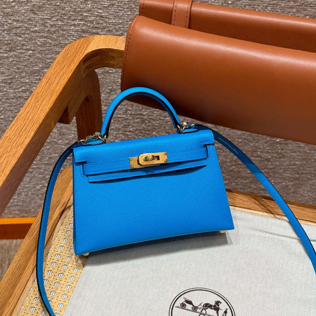 Hermes Blue Frida Epsom Mini Kelly 20 II