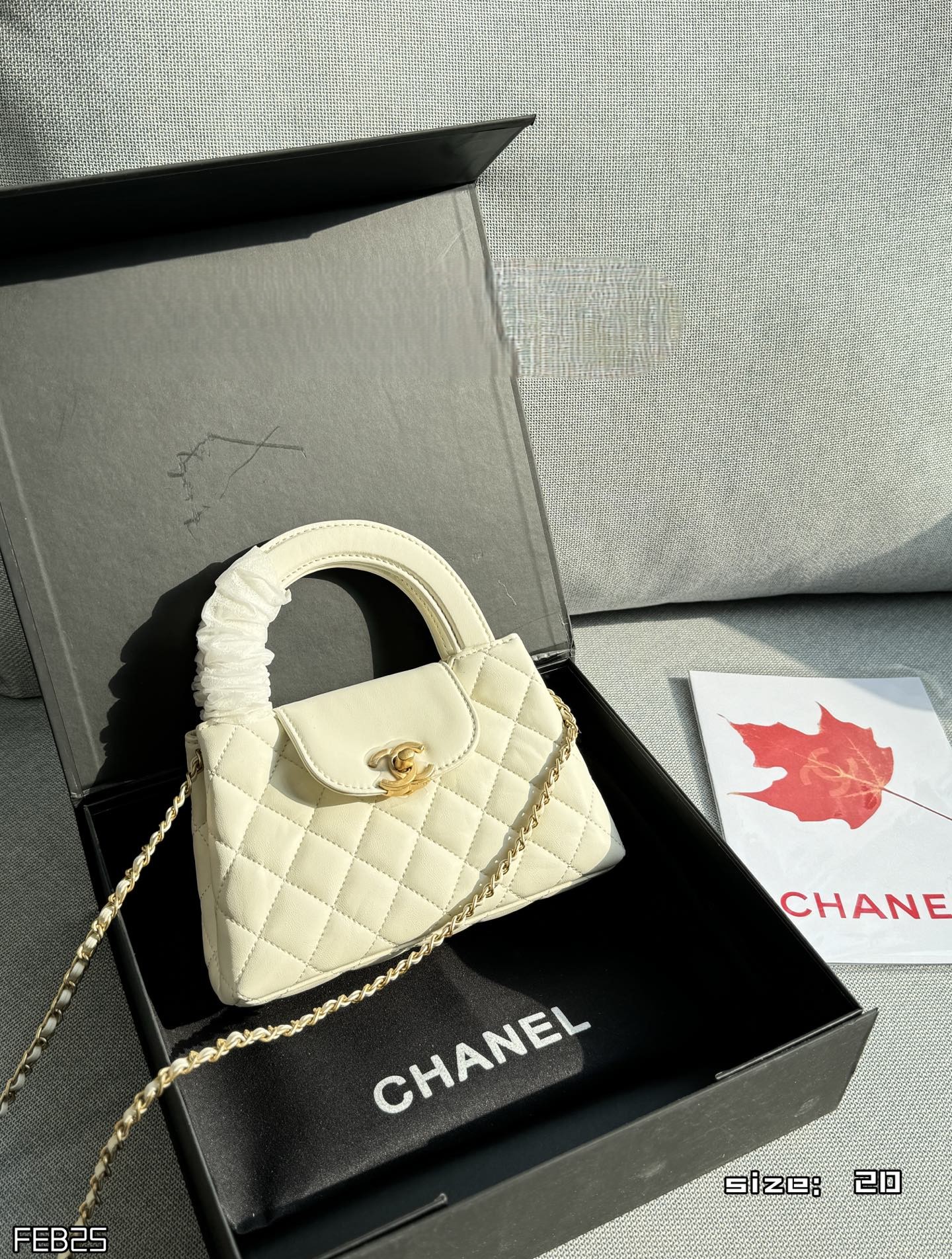 Chanel Mini Kelly 19CM Diamond Quilted Shiny Leather Chain Top Handle Crossbody Bag - KAIROO