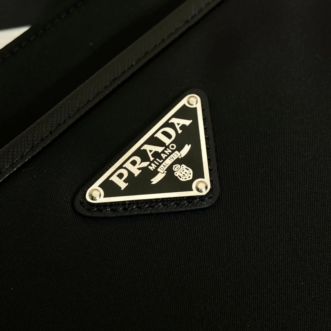 Prada SQUARE BAG 28 IN BLACK RE-NYLON AND SAFFIANO LEATHER TRIM
