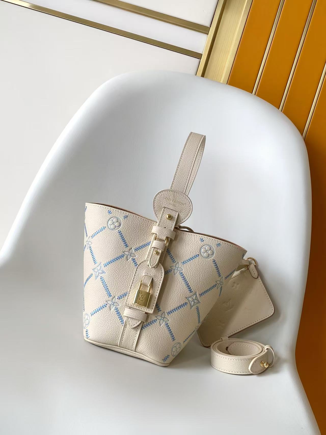 Louis Vuitton White Embroidered All In BB Handbag