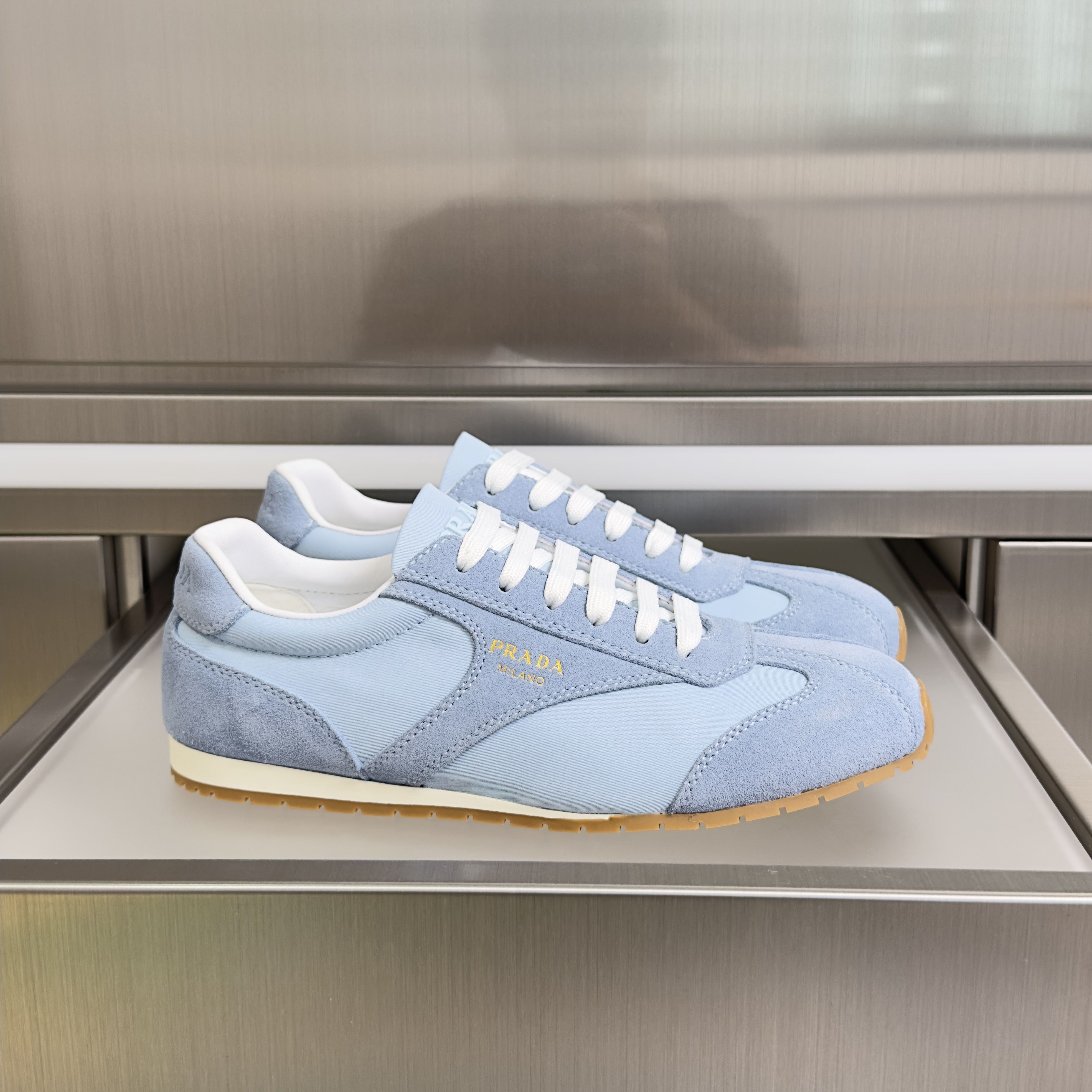 Prada Nappa and Suede Sneaker