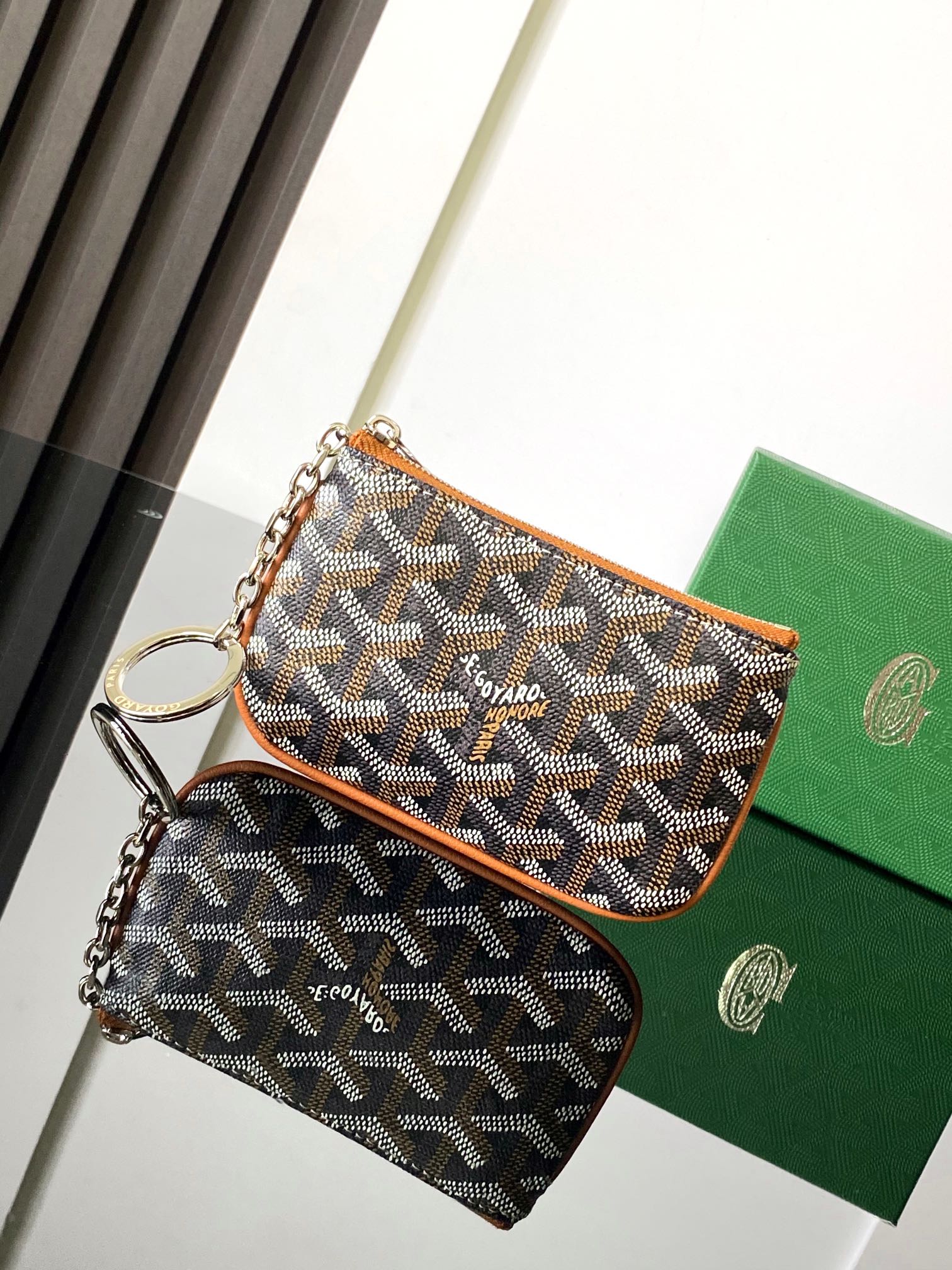 Goyard Sénat Nano Key Pouch-Black/Tan