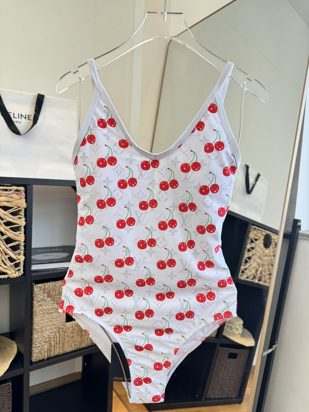 Louis Vuitton LV  Cherry Monogram Print V-Neck One-Piece Swimsuit - KAIROO