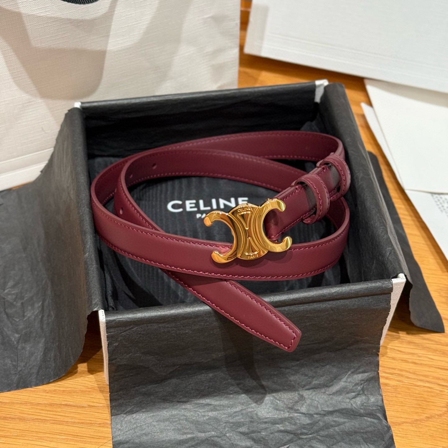 Celine Triomphe Leather Belt 2.5cm