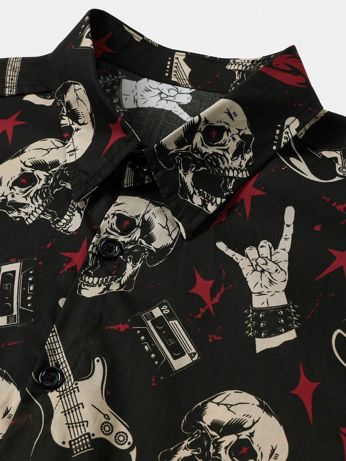 Men's Skull Guitar Rock Hawaiian Shirt