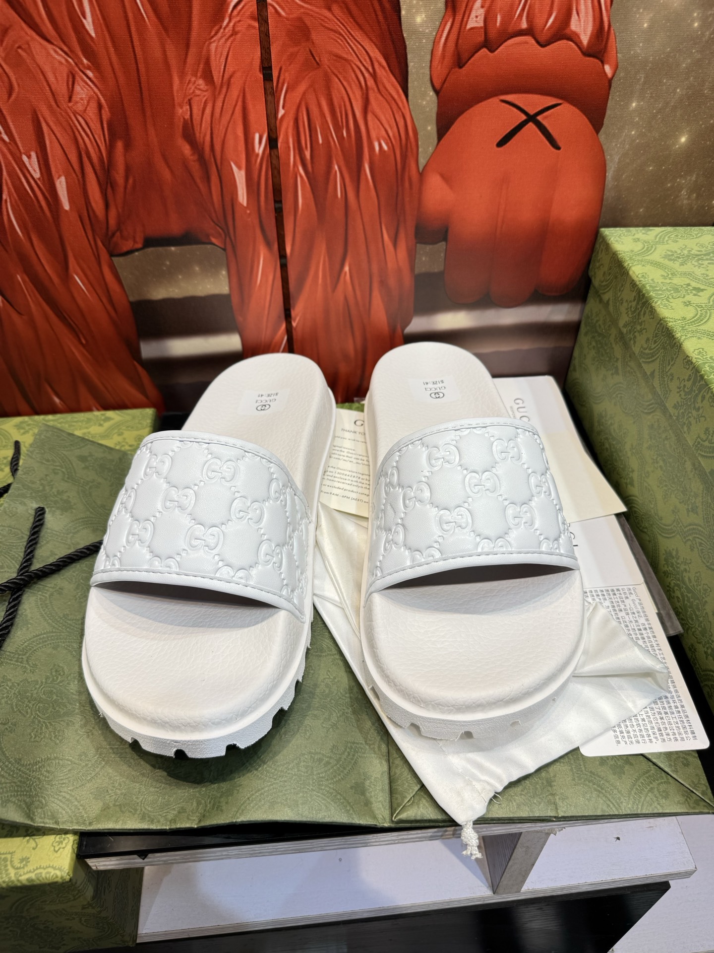 Gucci Monogram Embossed GG Supreme Rubber Lug Sole EVA Platform Slide Sandals - KAIROO