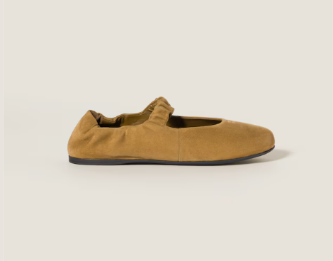Miu Miu Ruched suede leather ballet flats