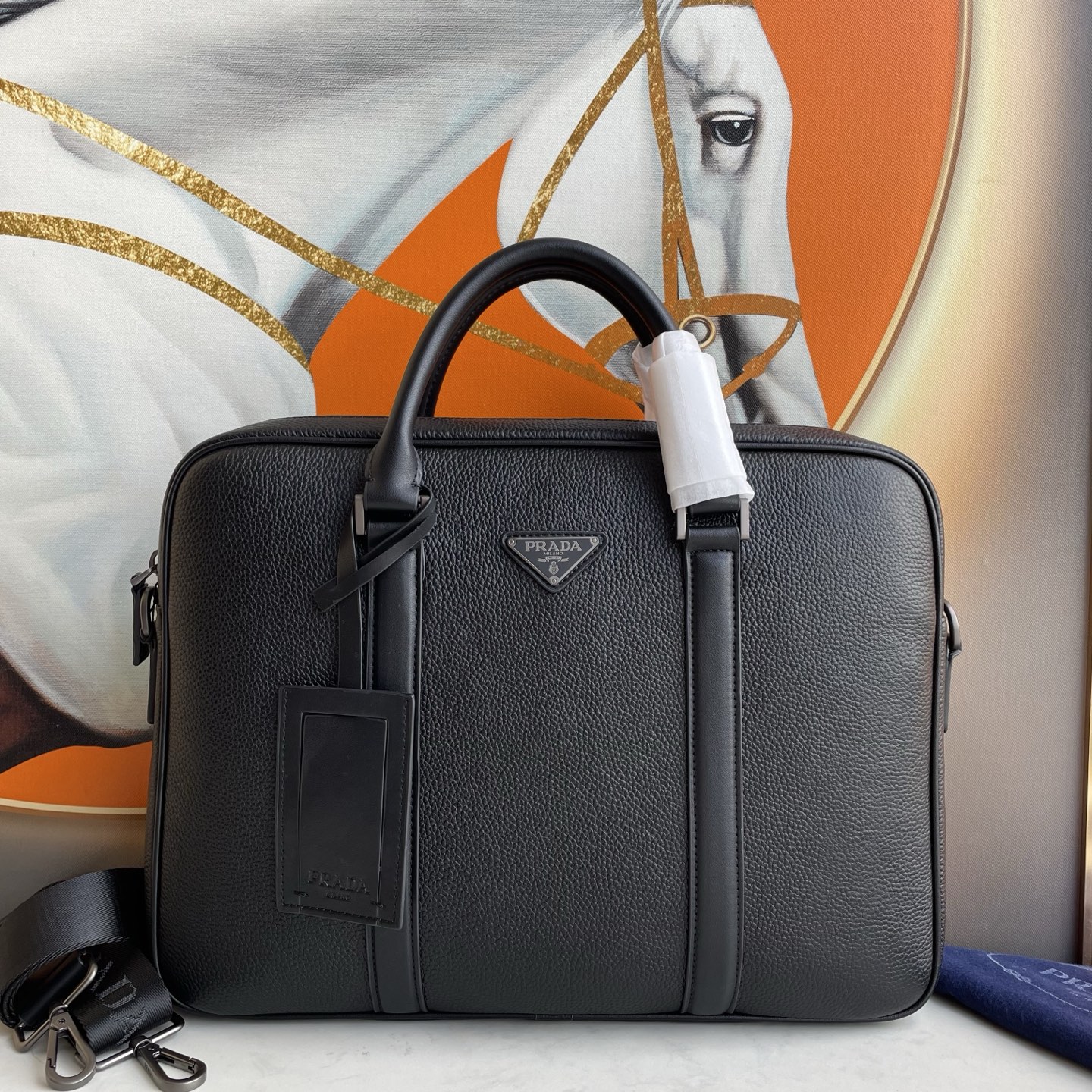 Prada Black GrainedLeather Briefcase