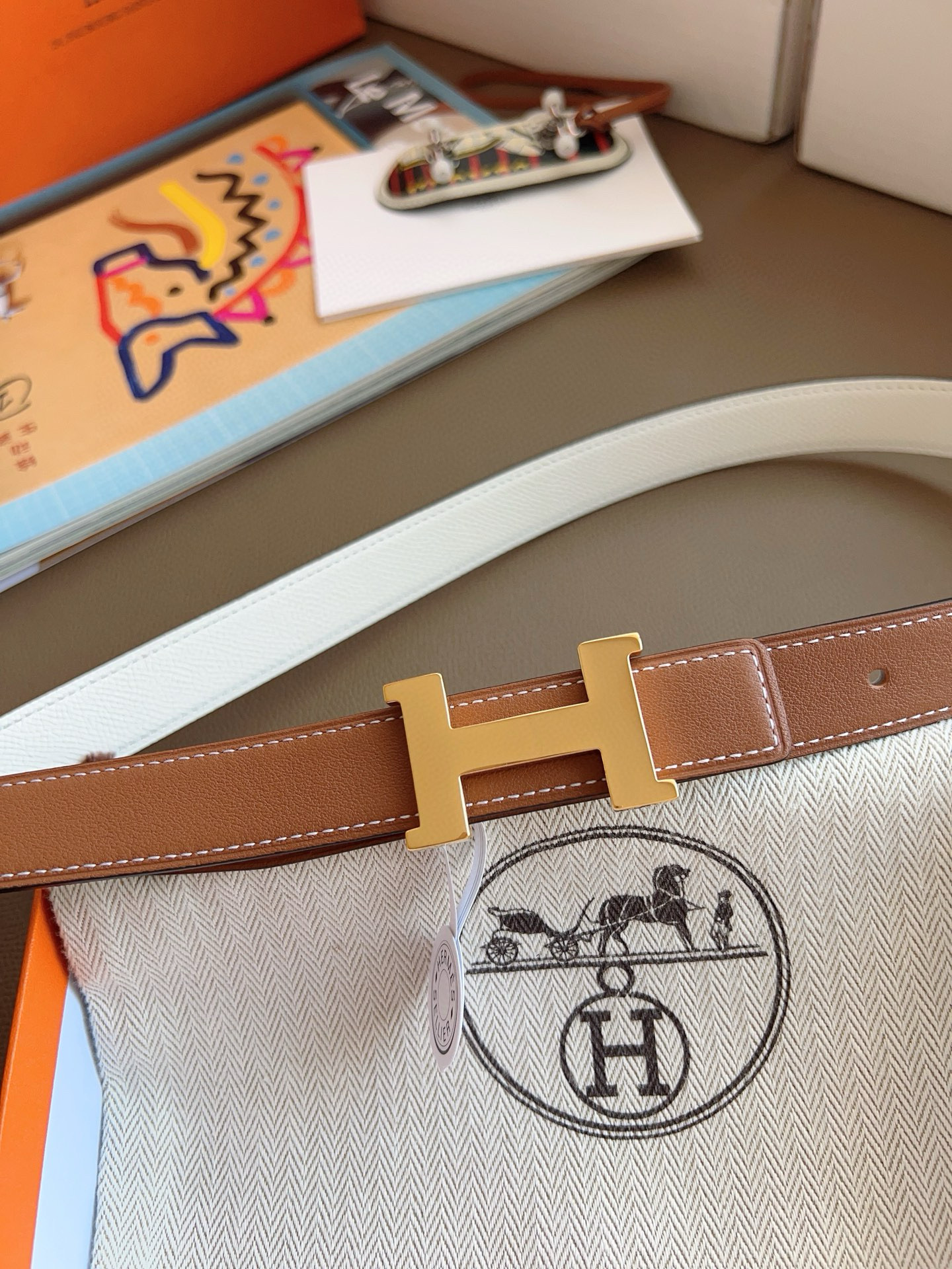 Hermes Mini Constance Reversible Leather Belt 24mm