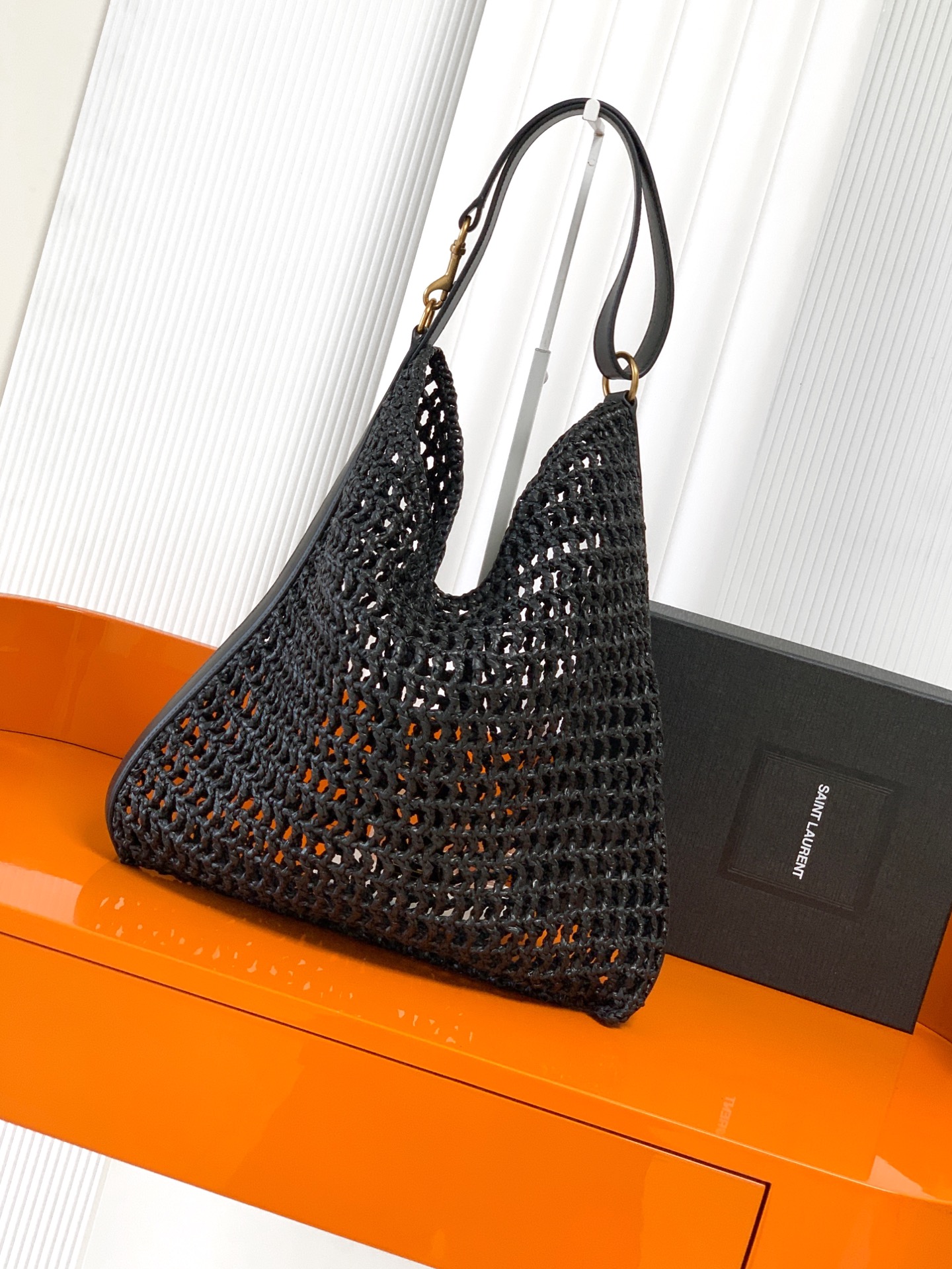 YSL Saint Laurent OXALIS Black Raffia Bag