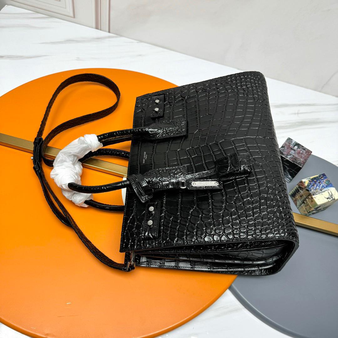 Saint Laurent YSL Black crocodile bag