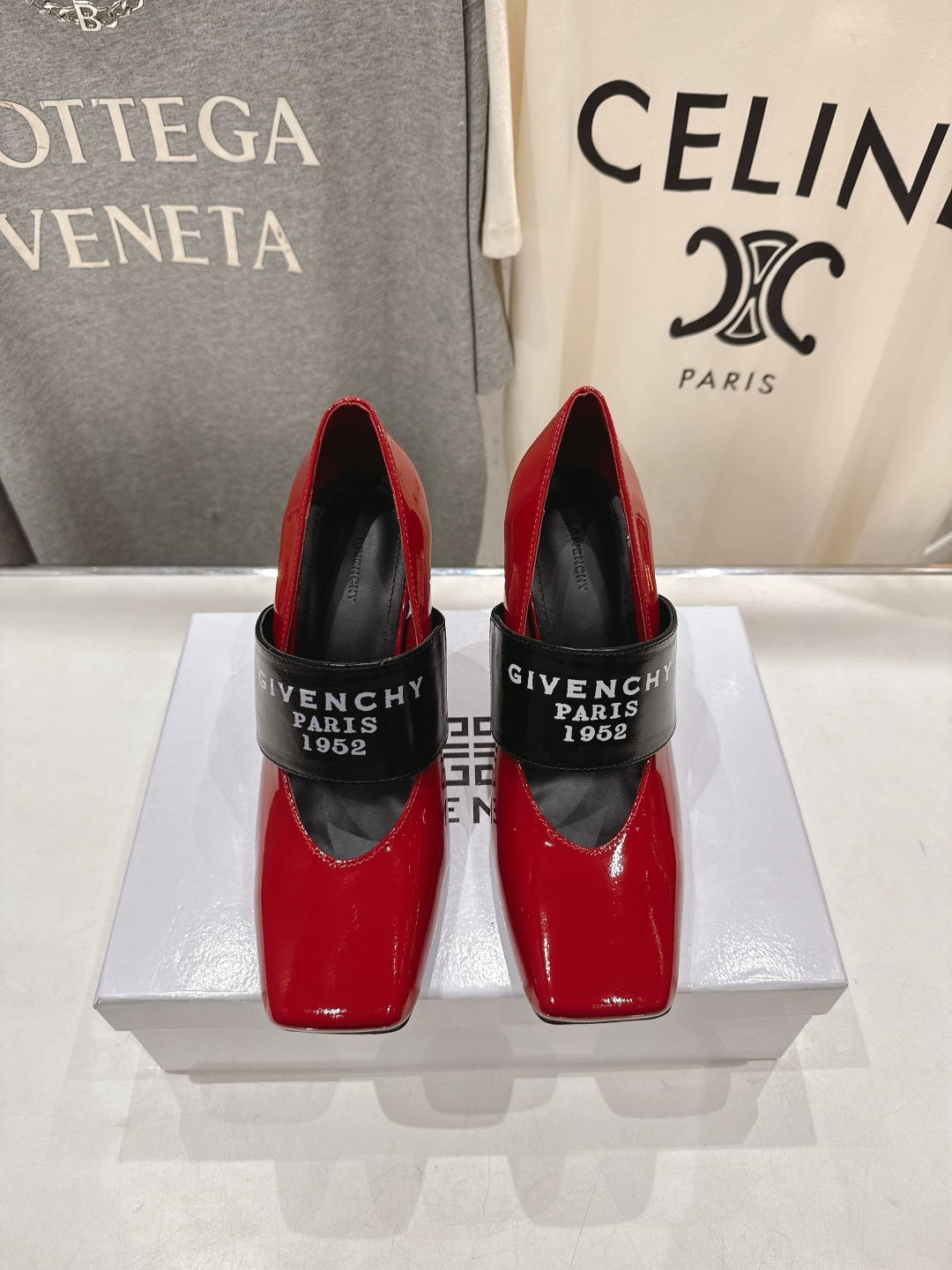 Givenchy Sliced Suqare Tape pumps in patent leather