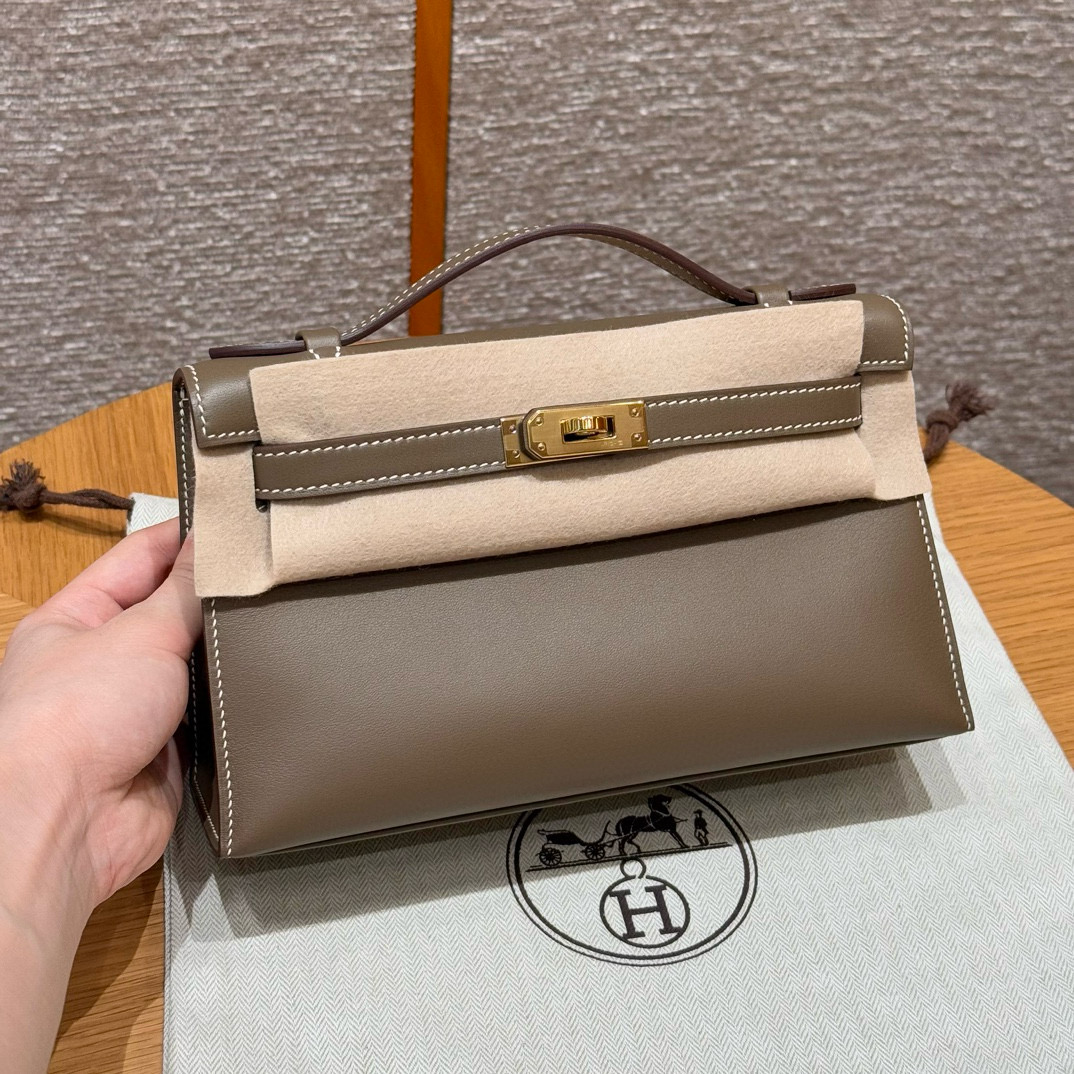 Hermes Etoupe Swift Kelly Pochette