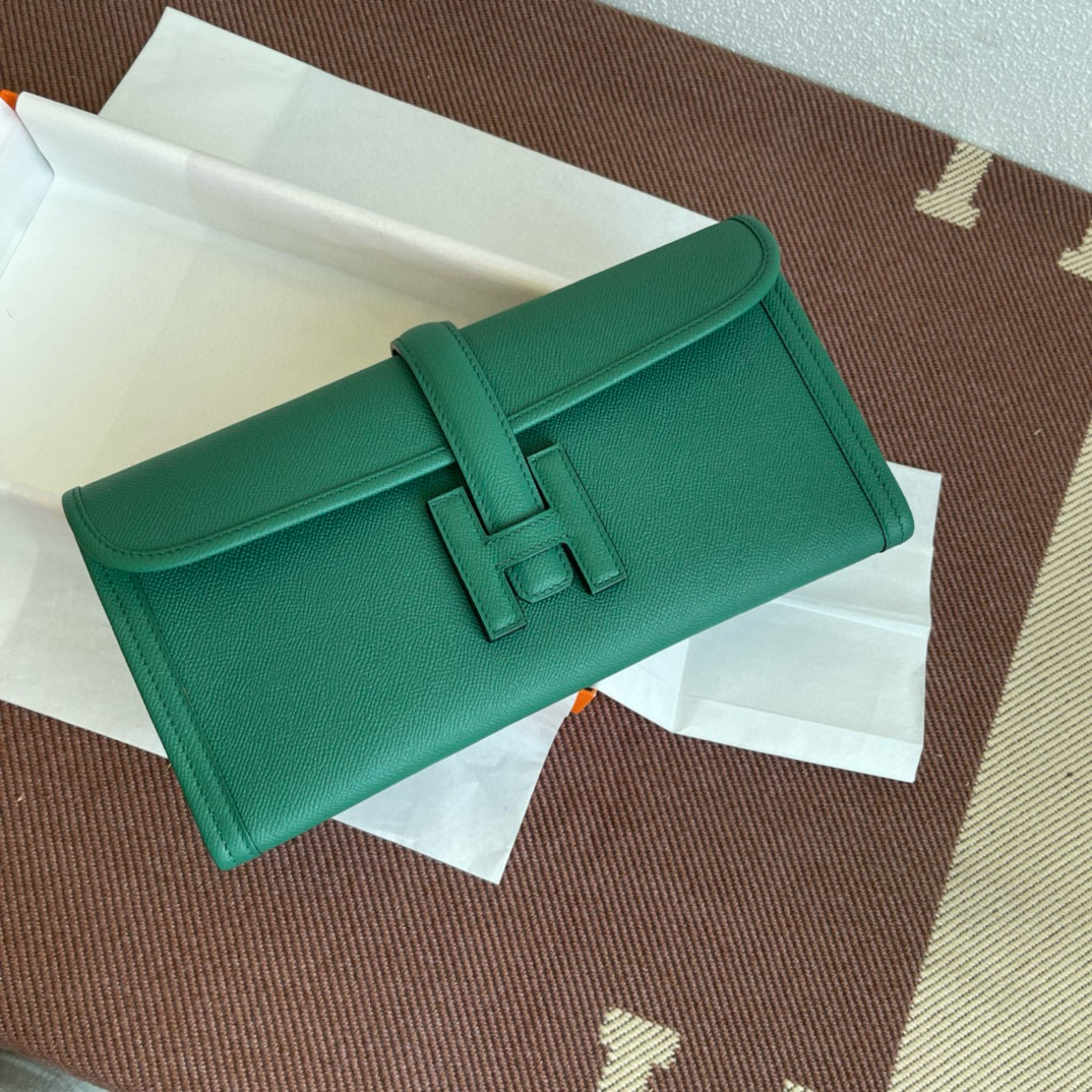 Hermes Orange Swift Jige Elan Clutch