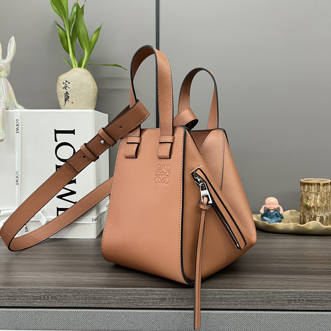 Loewe Hammock Compact Bag in Classic Calfskin-Brown