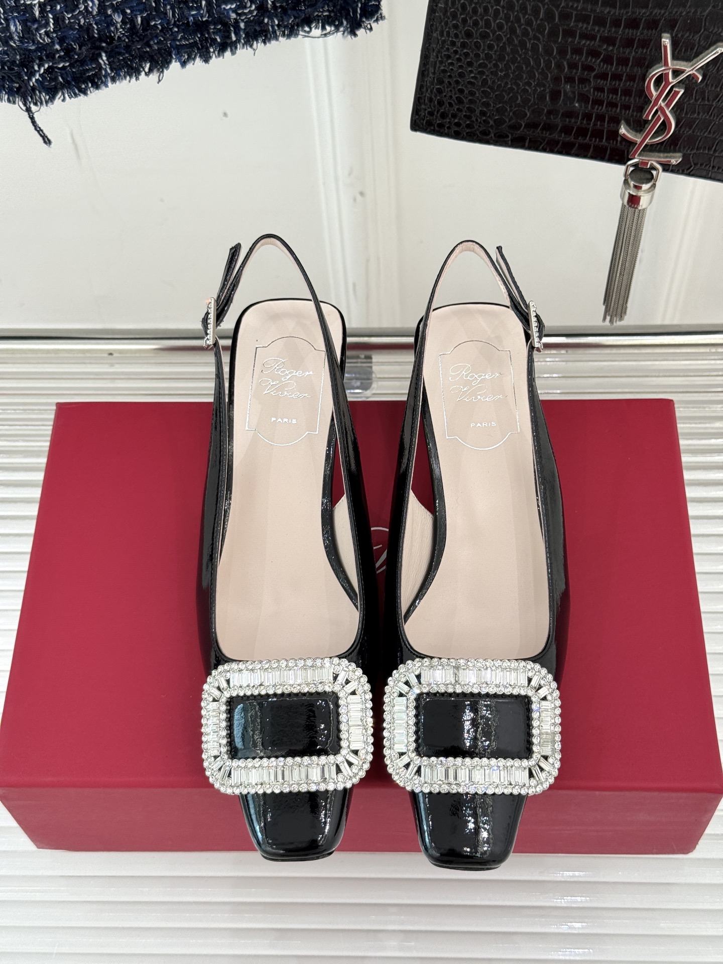 Roger Vivier silk rhinestone Shiny slingback