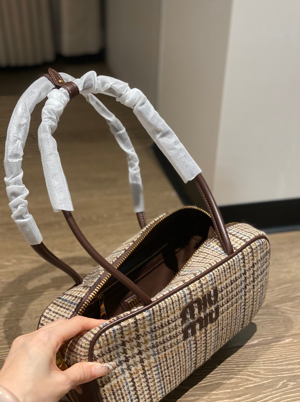 Miumiu bowling Autumn and winter houndstooth