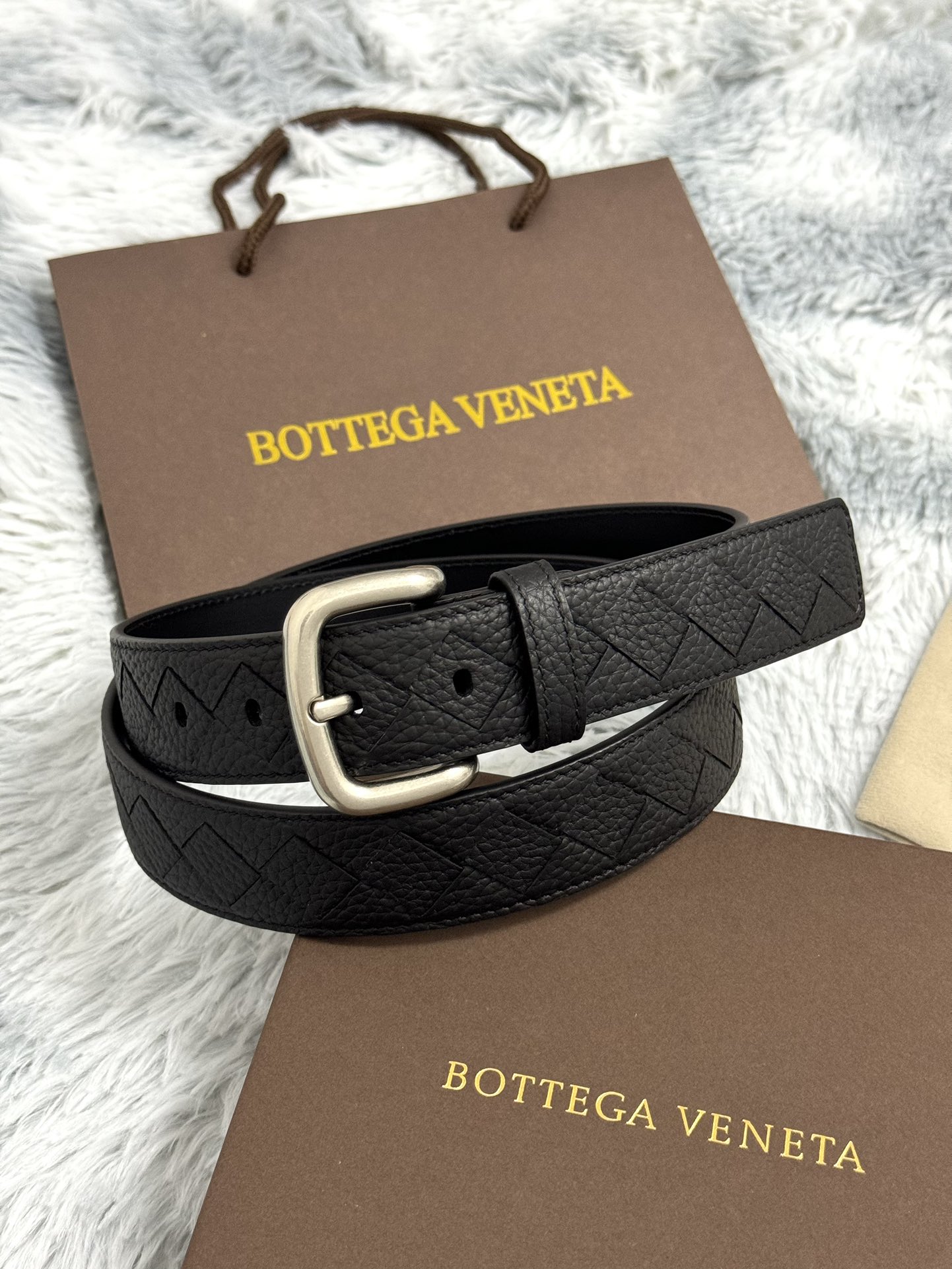 Bottega Veneta Intrecciato Leather Belt 3.5cm