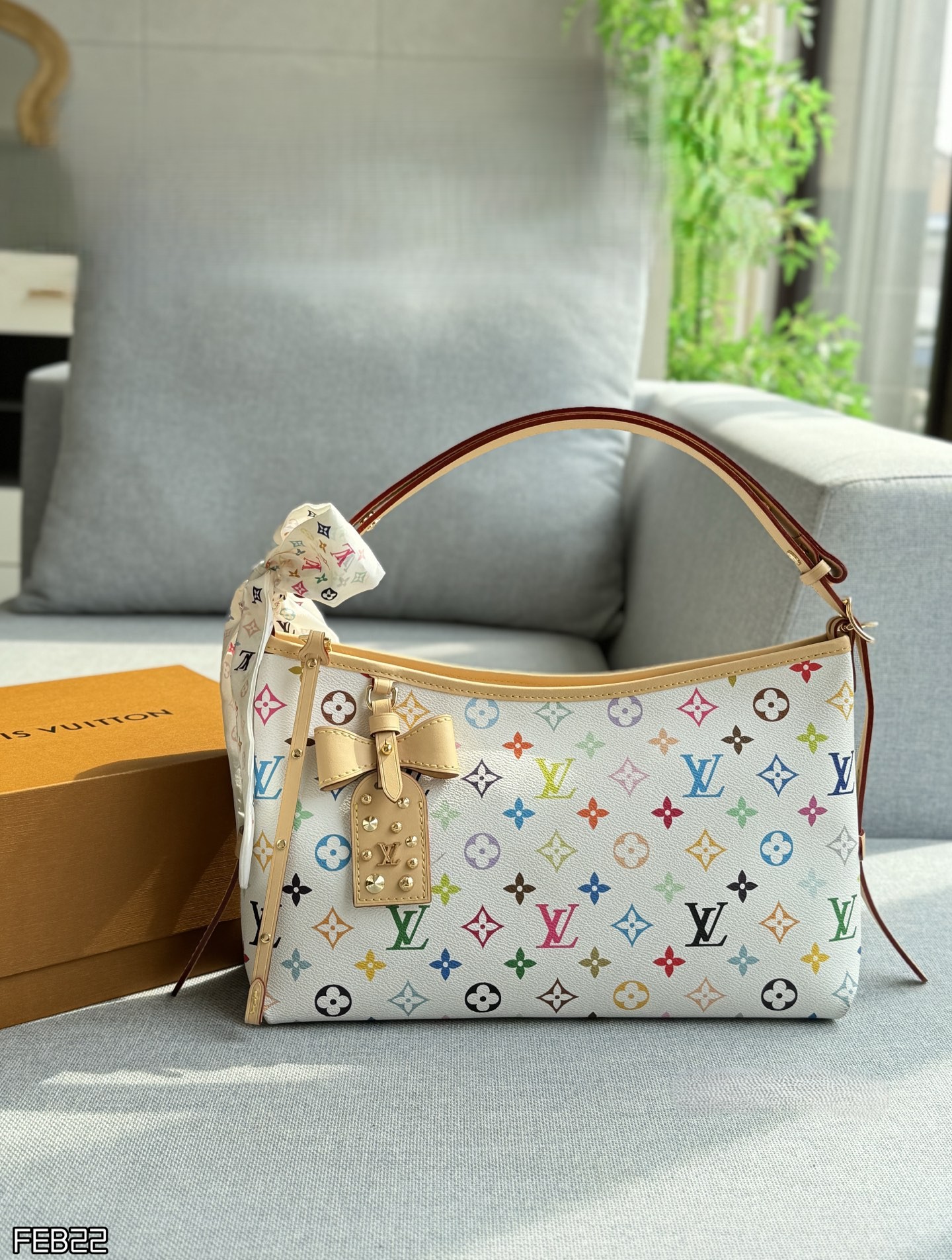 Louis Vuitton LV x TM Carryall East West White Multicolor Monogram Canvas Hobo Tote Shoulder Bag - KAIROO