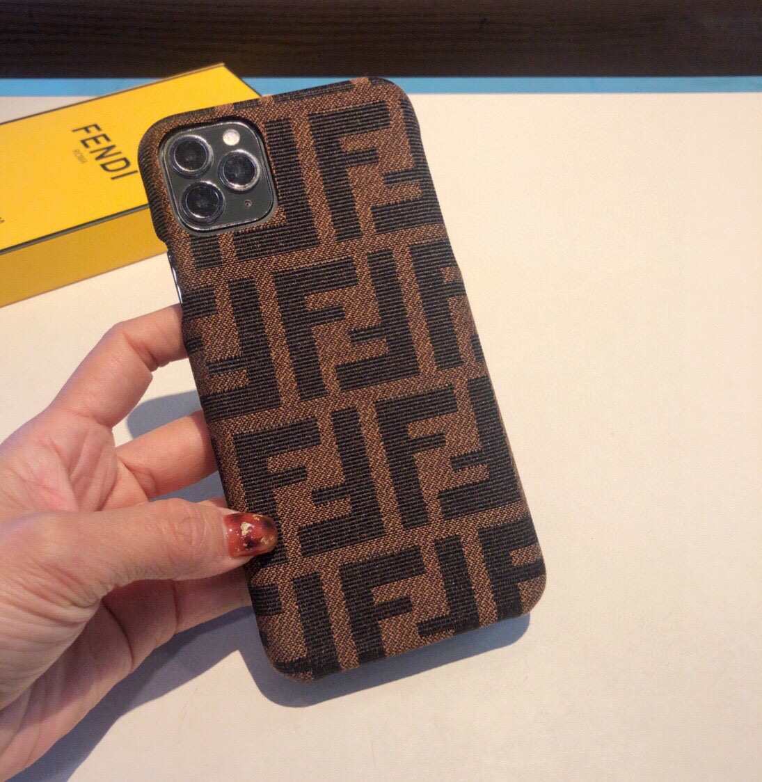 Fendi Brown Tobacco FF Jacquard Fabric Hard Case for iPhone - KAIROO