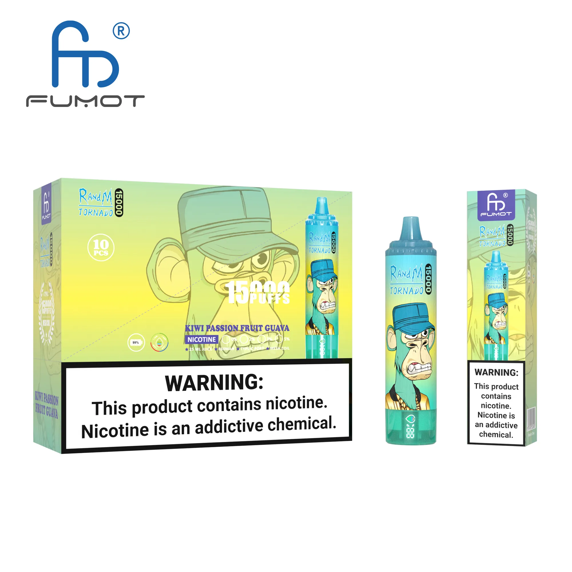 FUMOT Tornado 15K Rechargeable Disposable Vape – Kiwi Passion Fruit Guava - Vaba Vape-Shop