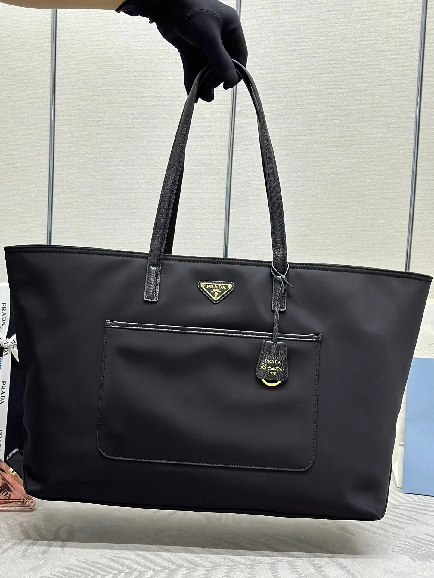 Prada  CLASSIC TOTE BAG 43 IN BLACK RE-NYLON FABRIC