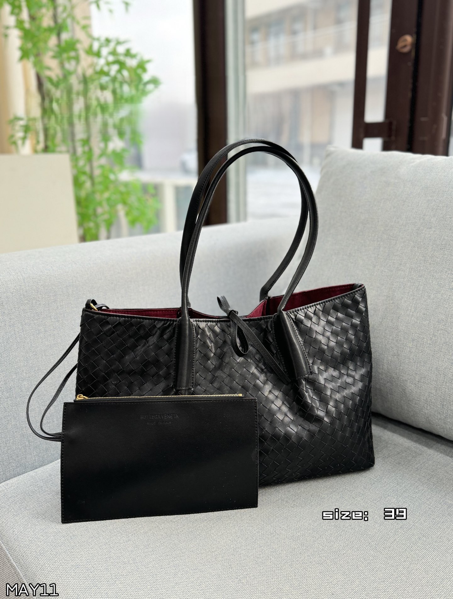 Bottega Veneta Large Intrecciato Weave Leather Flip Flap Shopper Tote Bag With Zippered Pouch - KAIROO