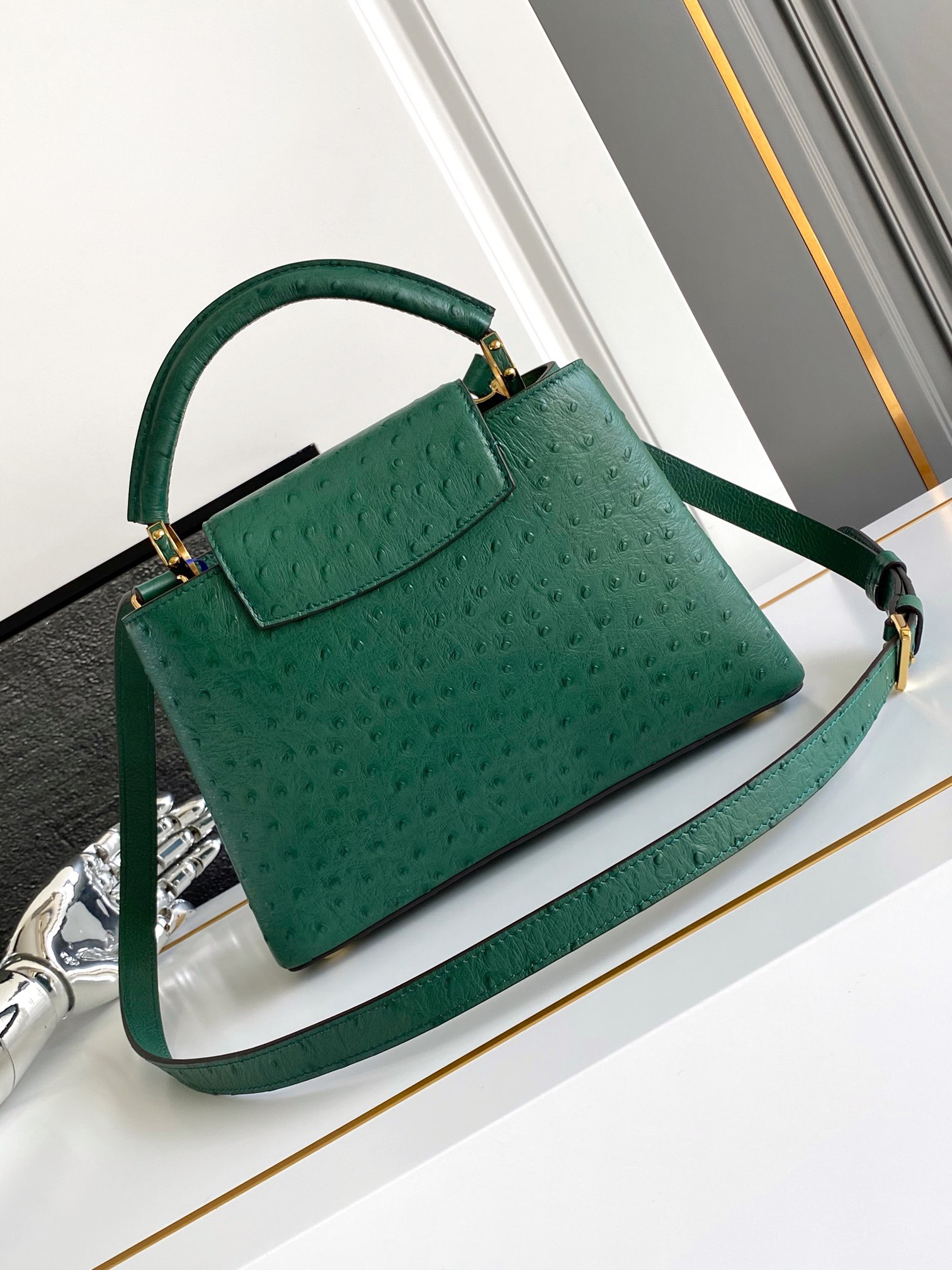 Louis Vuitton Bags lv grass green ostrich pattern handbag