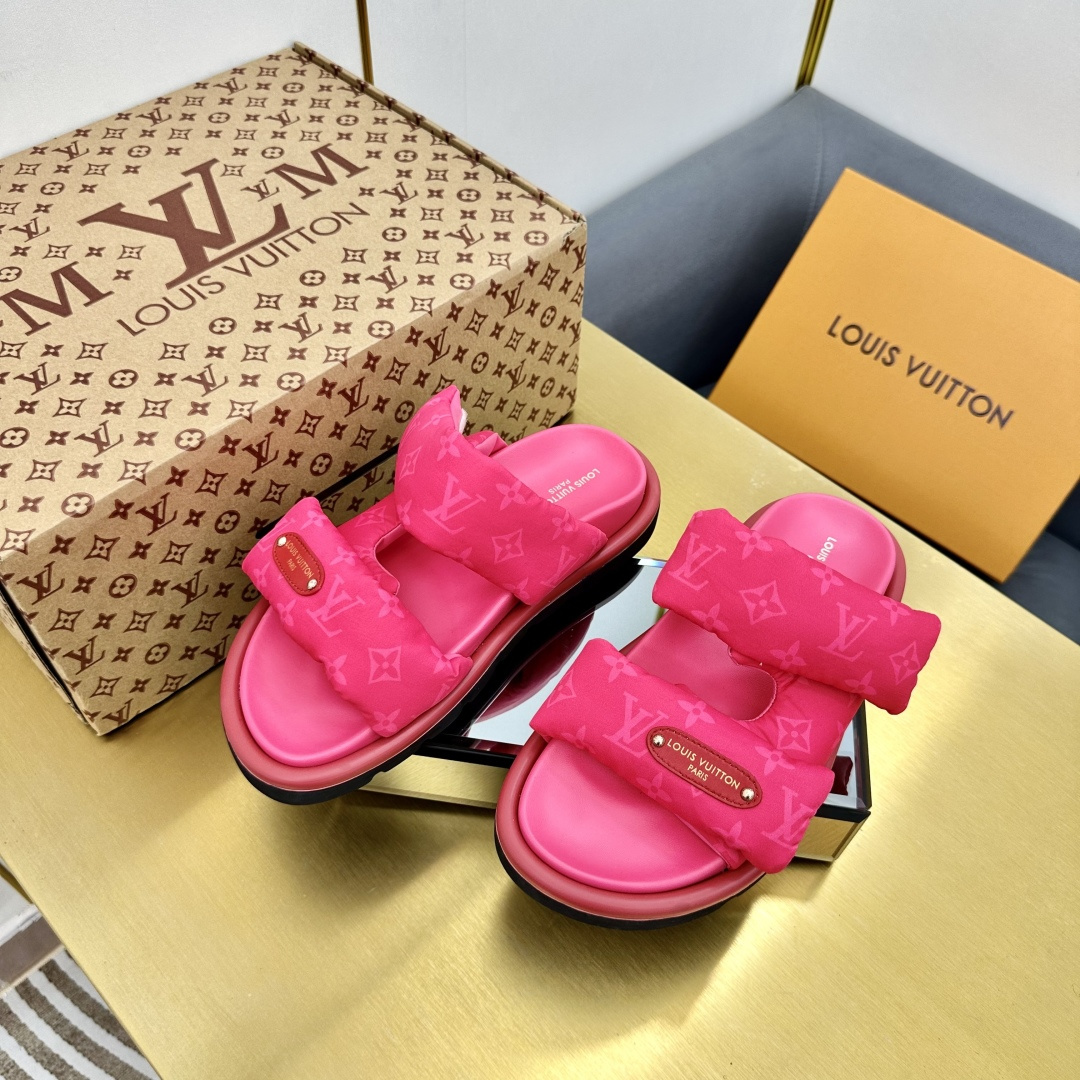 Louis Vuitton Monogram Nylon Bright Tone Pool Pillow Double Padded Strap Slides Sandals - KAIROO