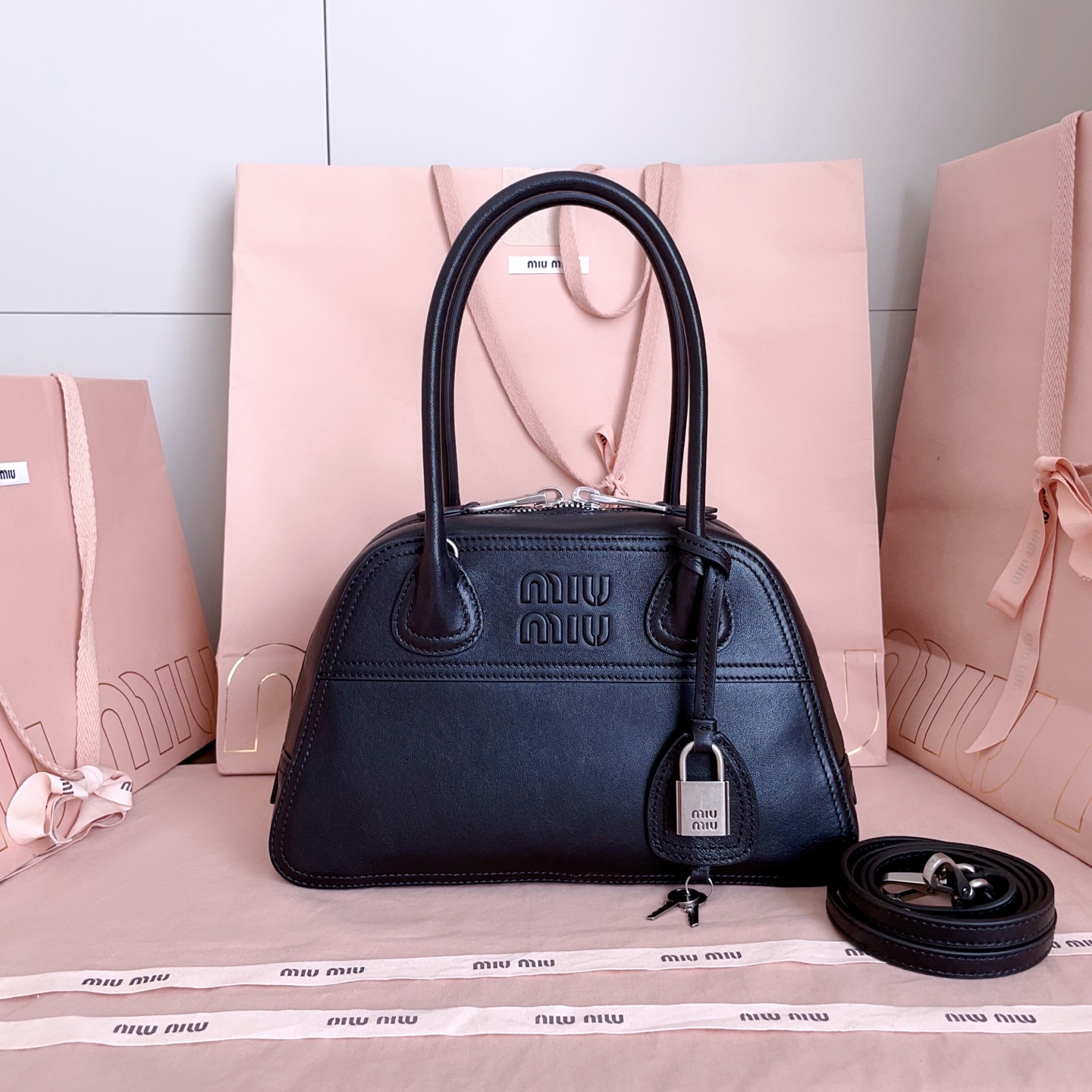 Miu Miu Small Black Vivant Leather bag 5BB200