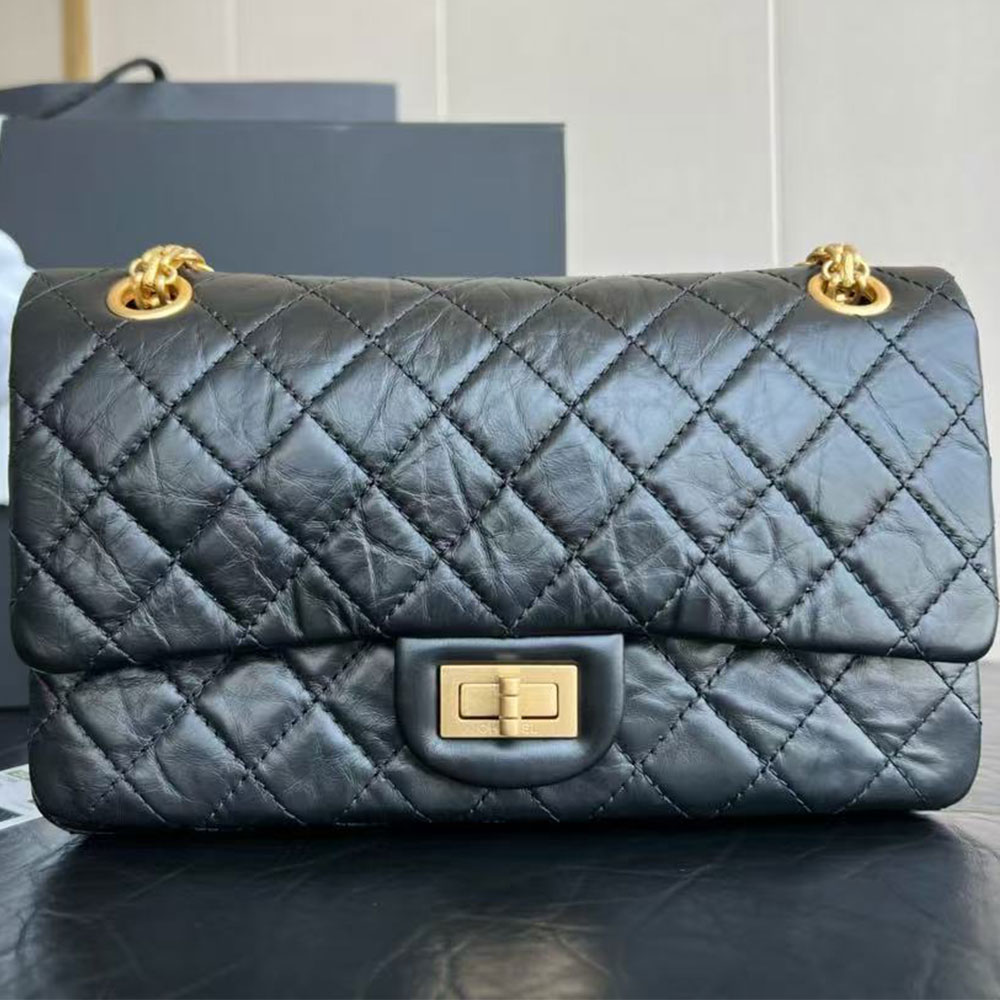 Chanel Bags 2.55 Black Aged Calfskin Handbag
