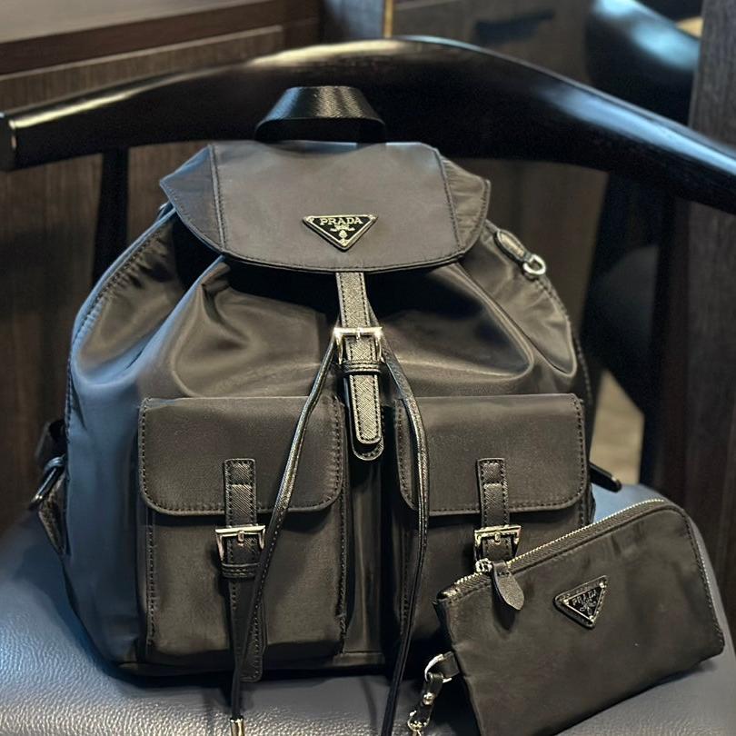 Prada DUMA 32 BACKPACK IN BLACK RE-NYLON