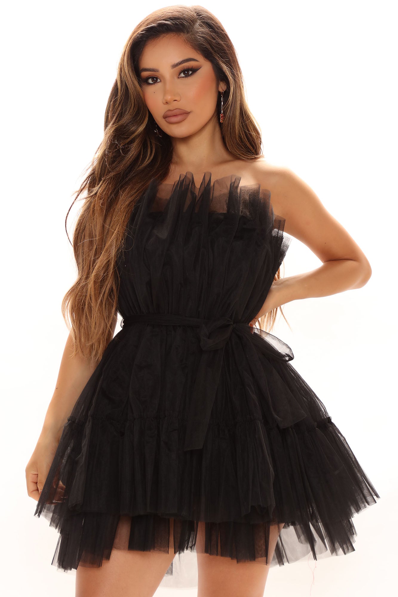 Exclusive Tulle Mini Dress - Black