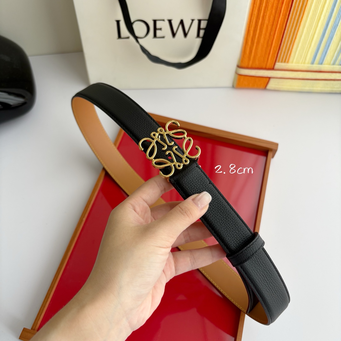 Loewe Anagram Leather Belt 2.8cm