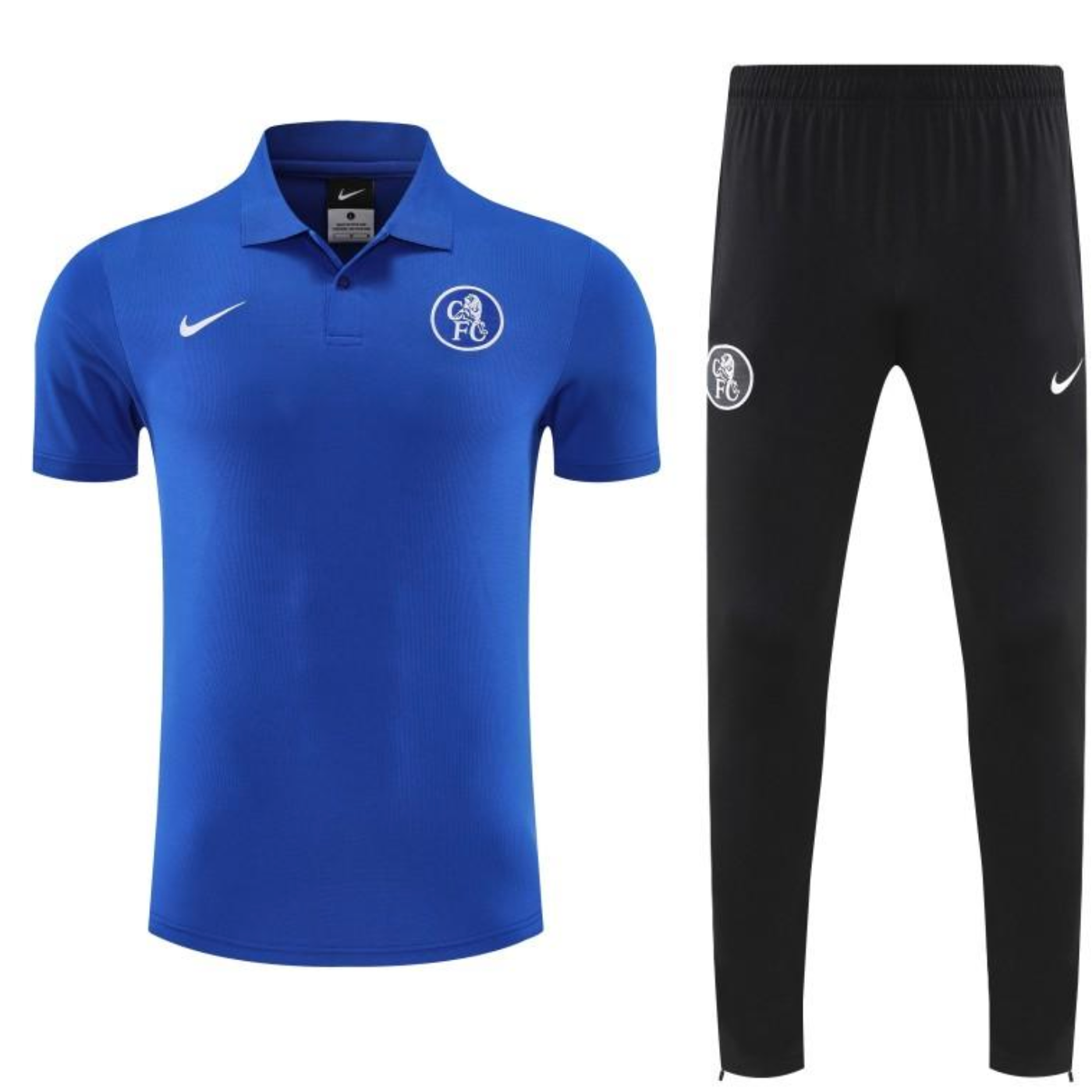 26/27 Chelsea Blue Polo Training Shirt + Black Long Pants Tracksuit S-XXL