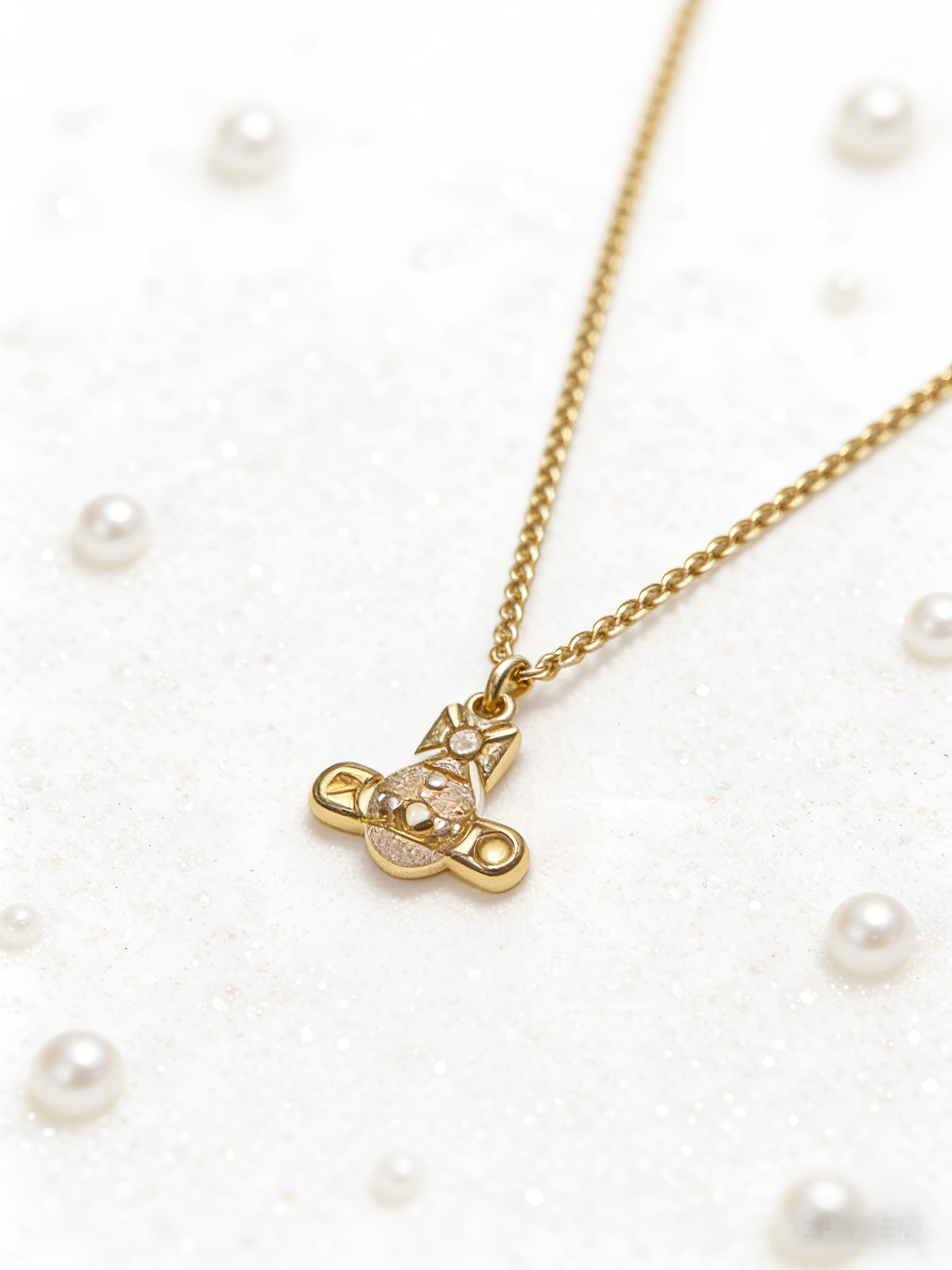 2026 New Gold-Tone Mini Orb Necklace, Pearl Accent Pendant, Dainty Vintage Jewelry for Daily Wear