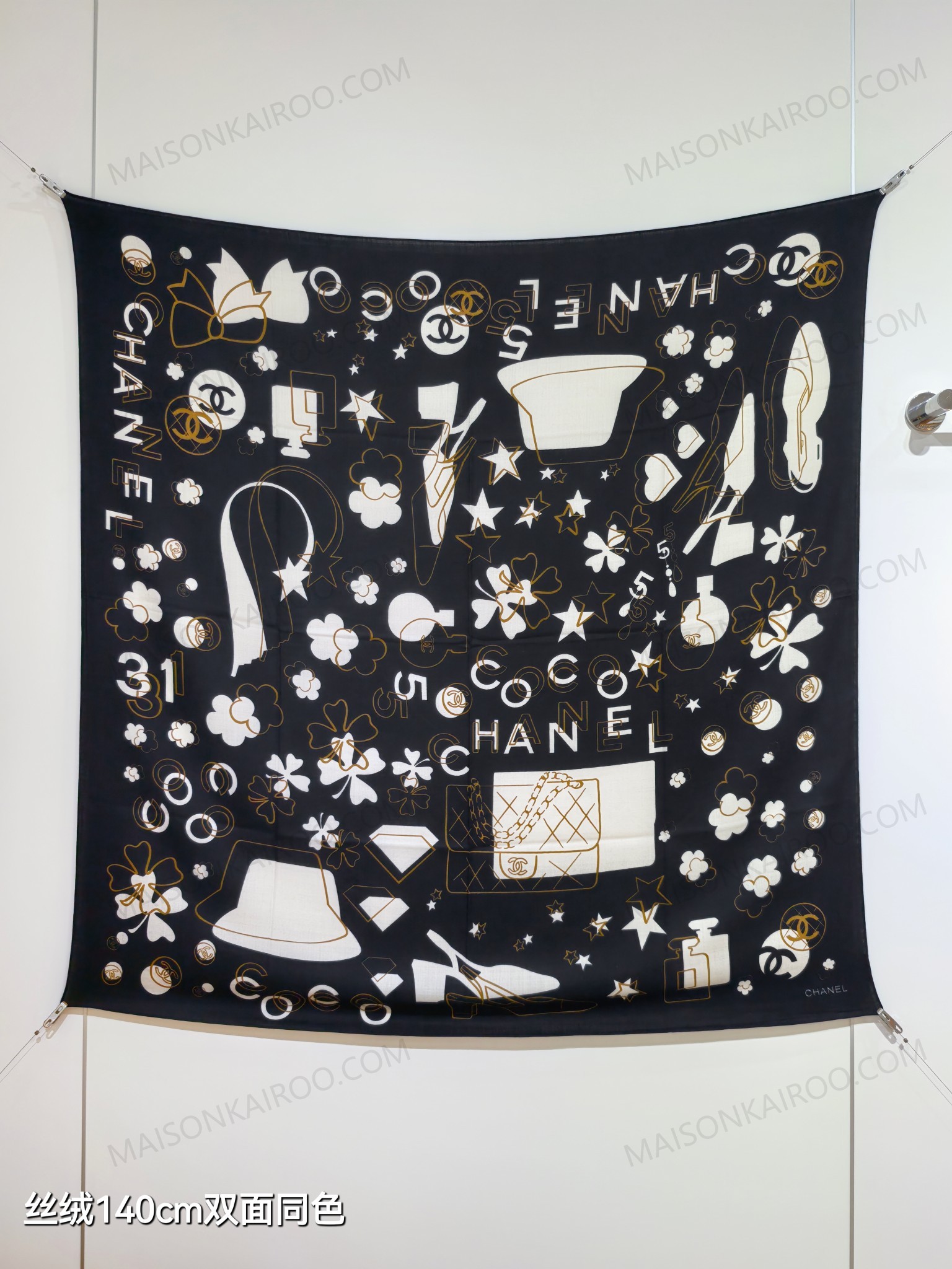 Chanel Icon Collage 140 Silk‑Cashmere Shawl Scarf - KAIROO